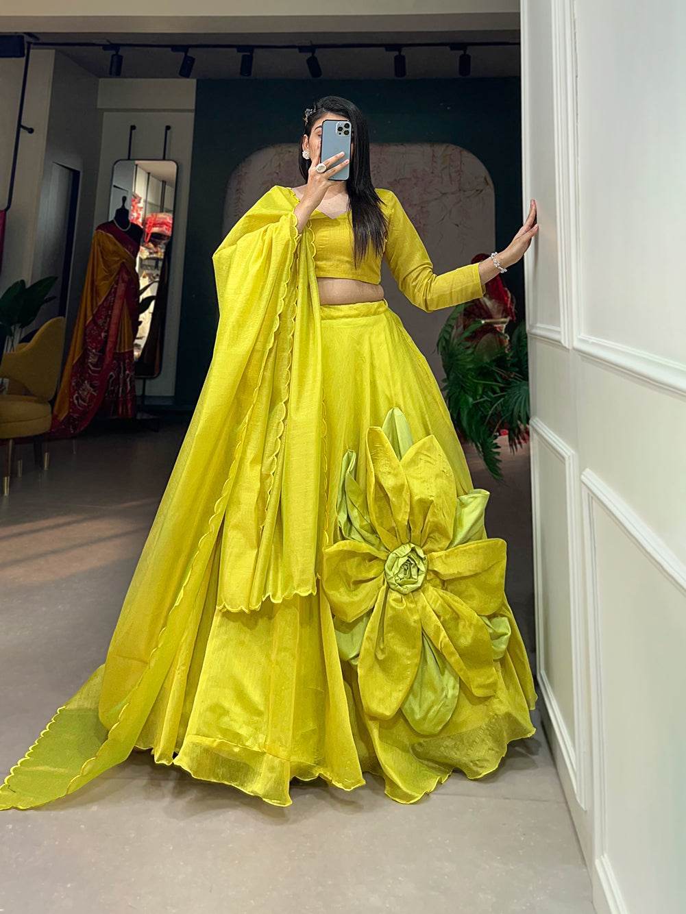 Rajwadi Chanderi Silk Lehenga Choli – Traditional & Chic for Weddings and Parties - SEEANS
