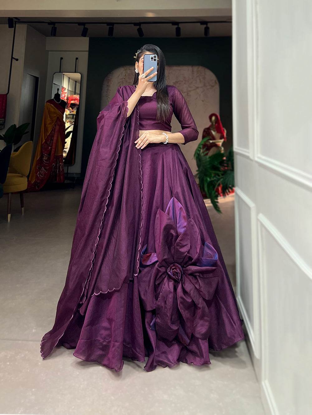 Rajwadi Chanderi Silk Lehenga Choli – Traditional & Chic for Weddings and Parties - SEEANS