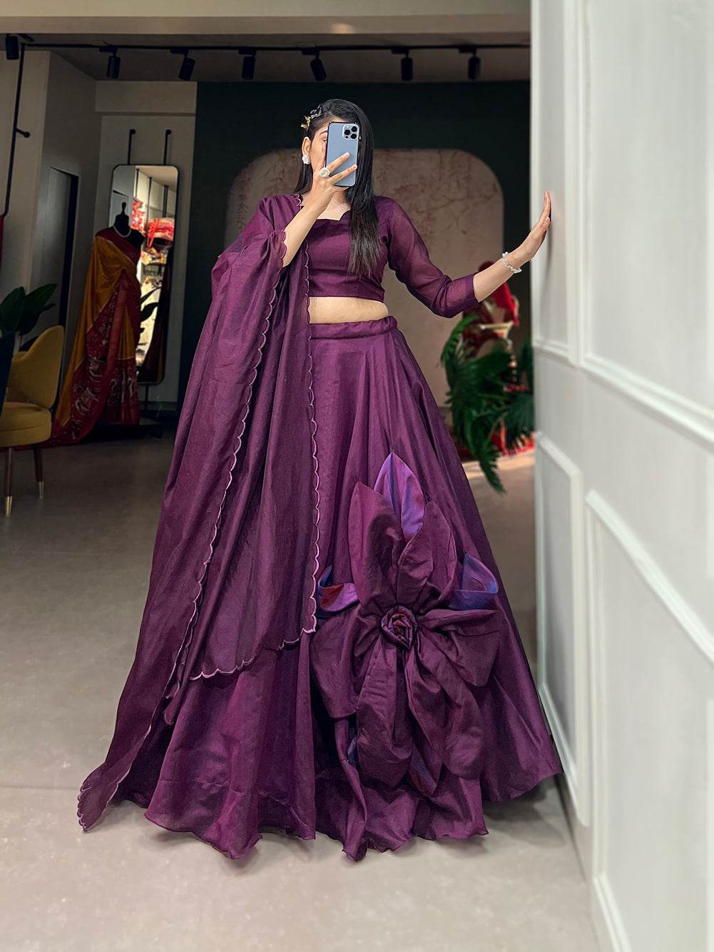 Rajwadi Chanderi Silk Lehenga Choli – Traditional & Chic for Weddings and Parties - SEEANS