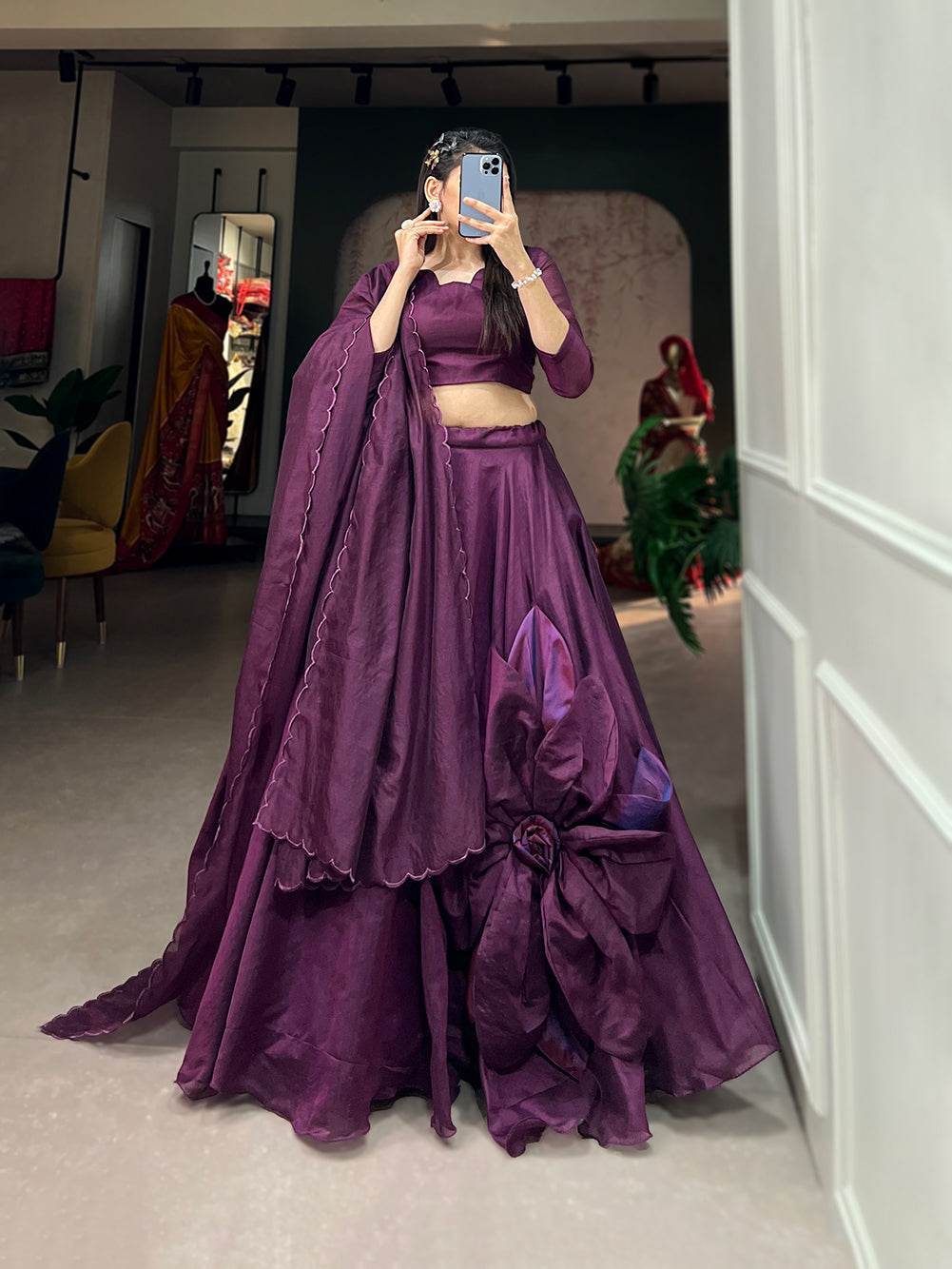 Rajwadi Chanderi Silk Lehenga Choli – Traditional & Chic for Weddings and Parties - SEEANS
