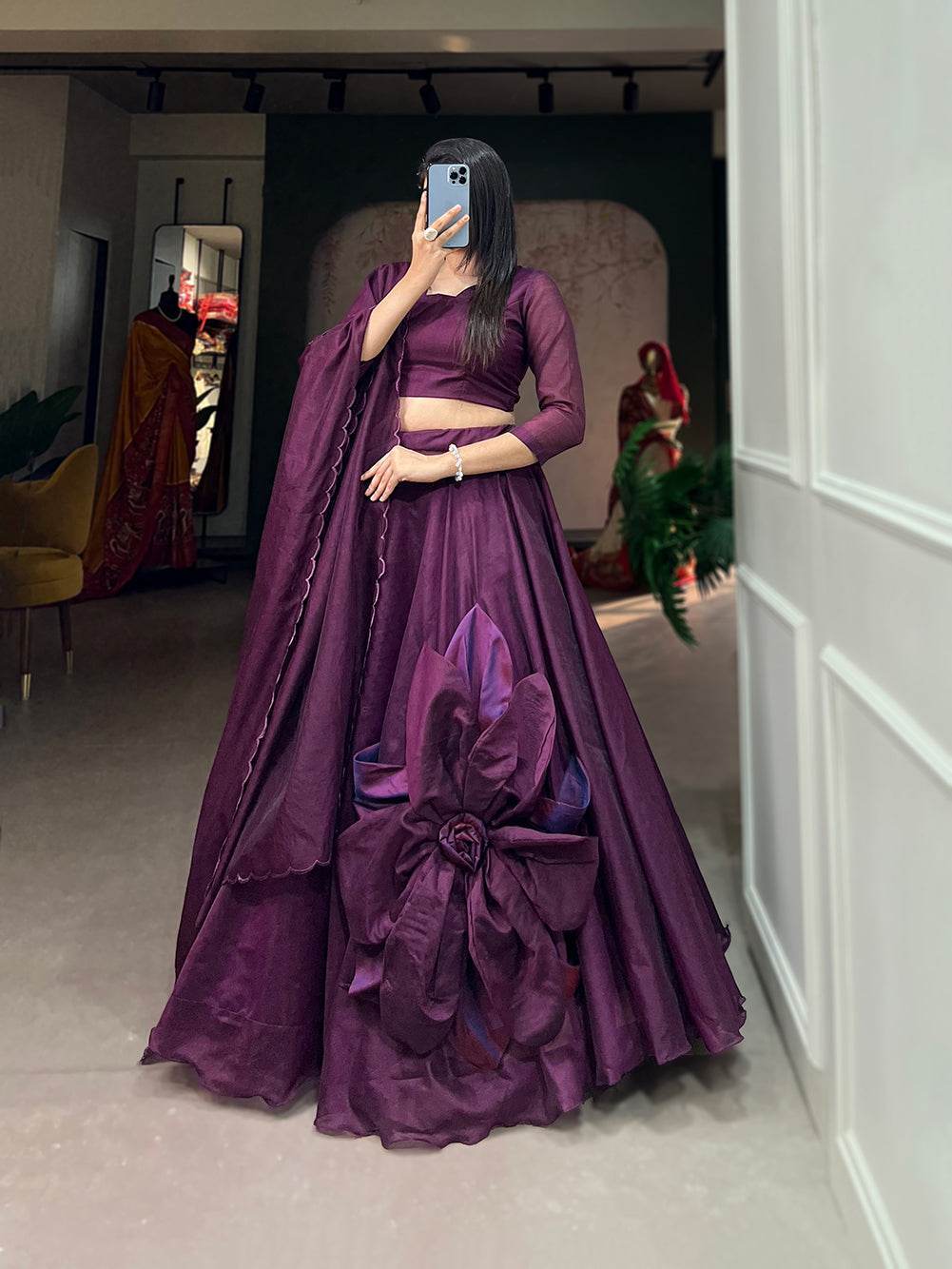 Rajwadi Chanderi Silk Lehenga Choli – Traditional & Chic for Weddings and Parties - SEEANS