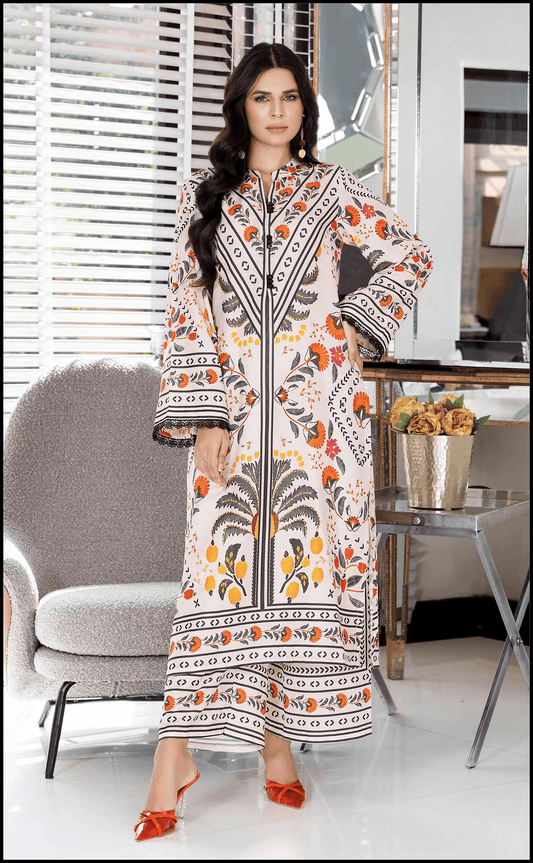 Silk Crepe Digital Printed Kurta & Trousers Set | No Colour Fading - SEEANS