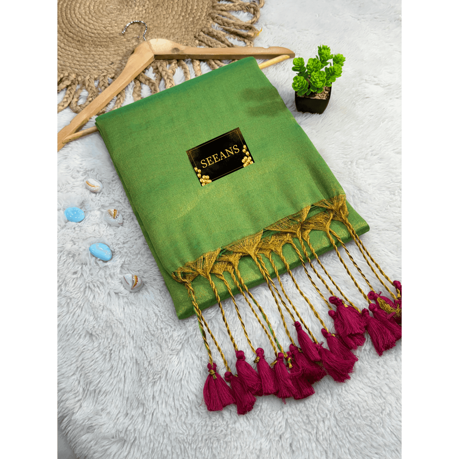 Single Color Tissue Silk Saree with Traditional Patterns | Lightweight & Festive - SEEANS