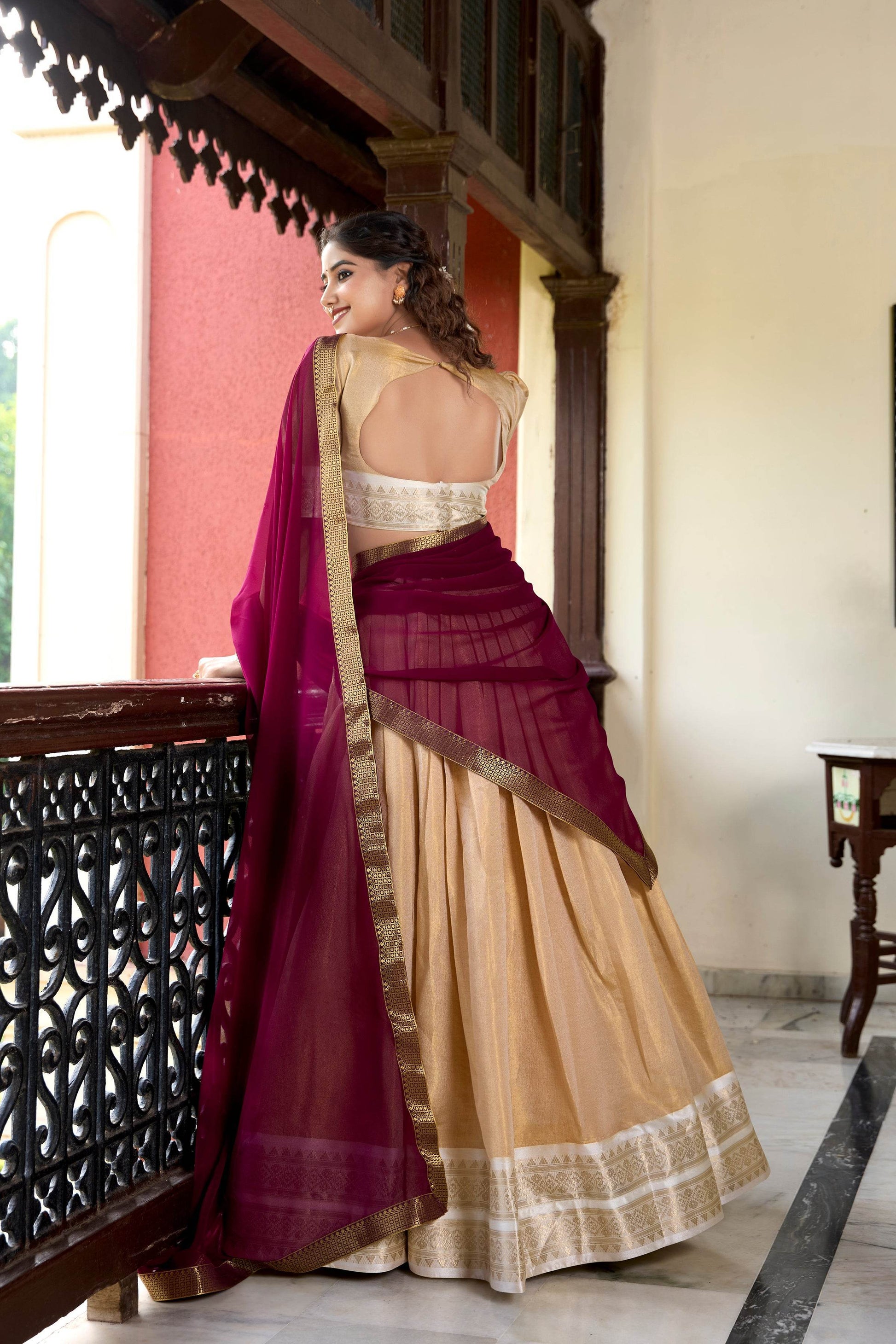 Regal Kanchipuram Lehenga Choli Set with Zari Weaving – Wedding & Traditional Wear - SEEANS