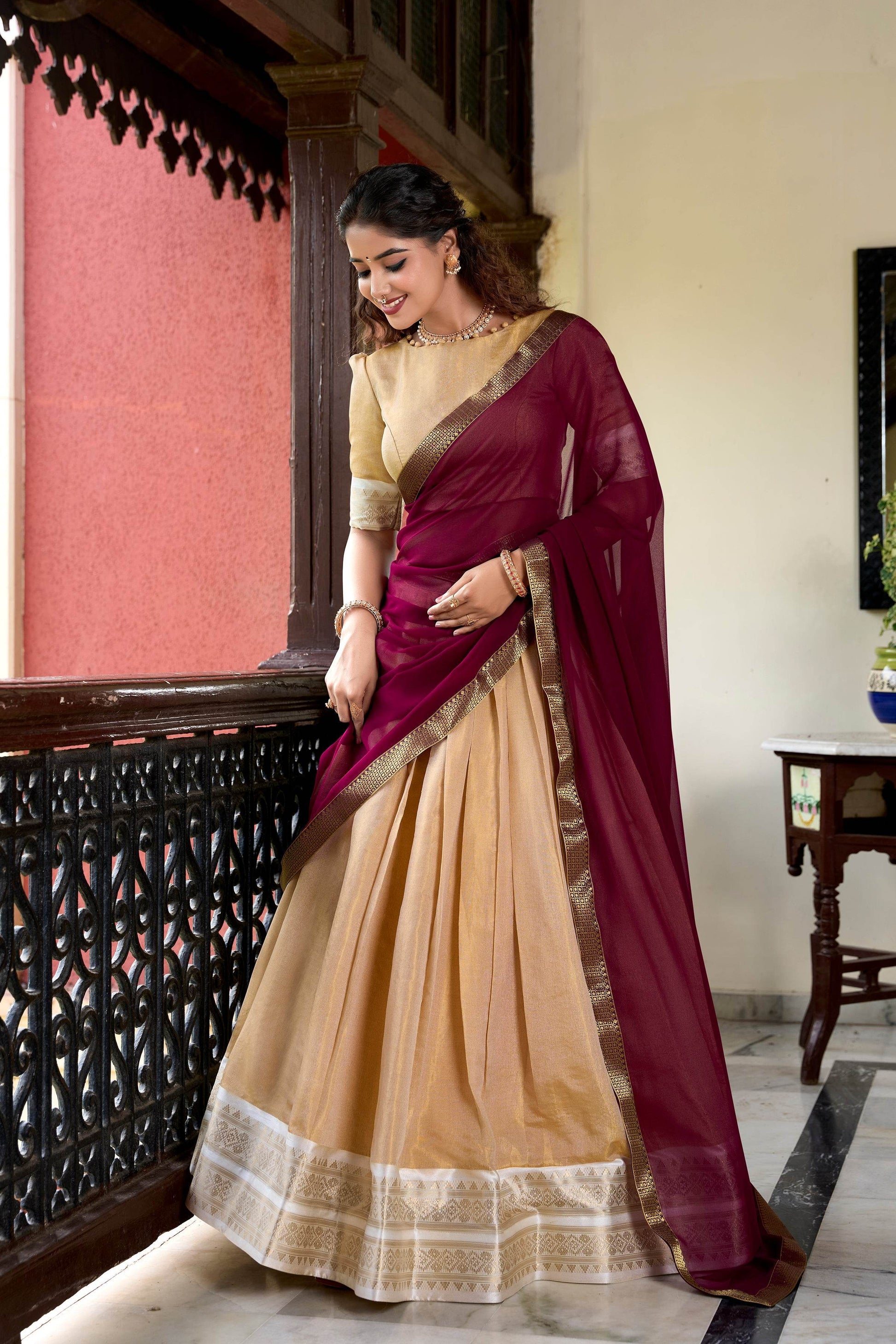 Regal Kanchipuram Lehenga Choli Set with Zari Weaving – Wedding & Traditional Wear - SEEANS