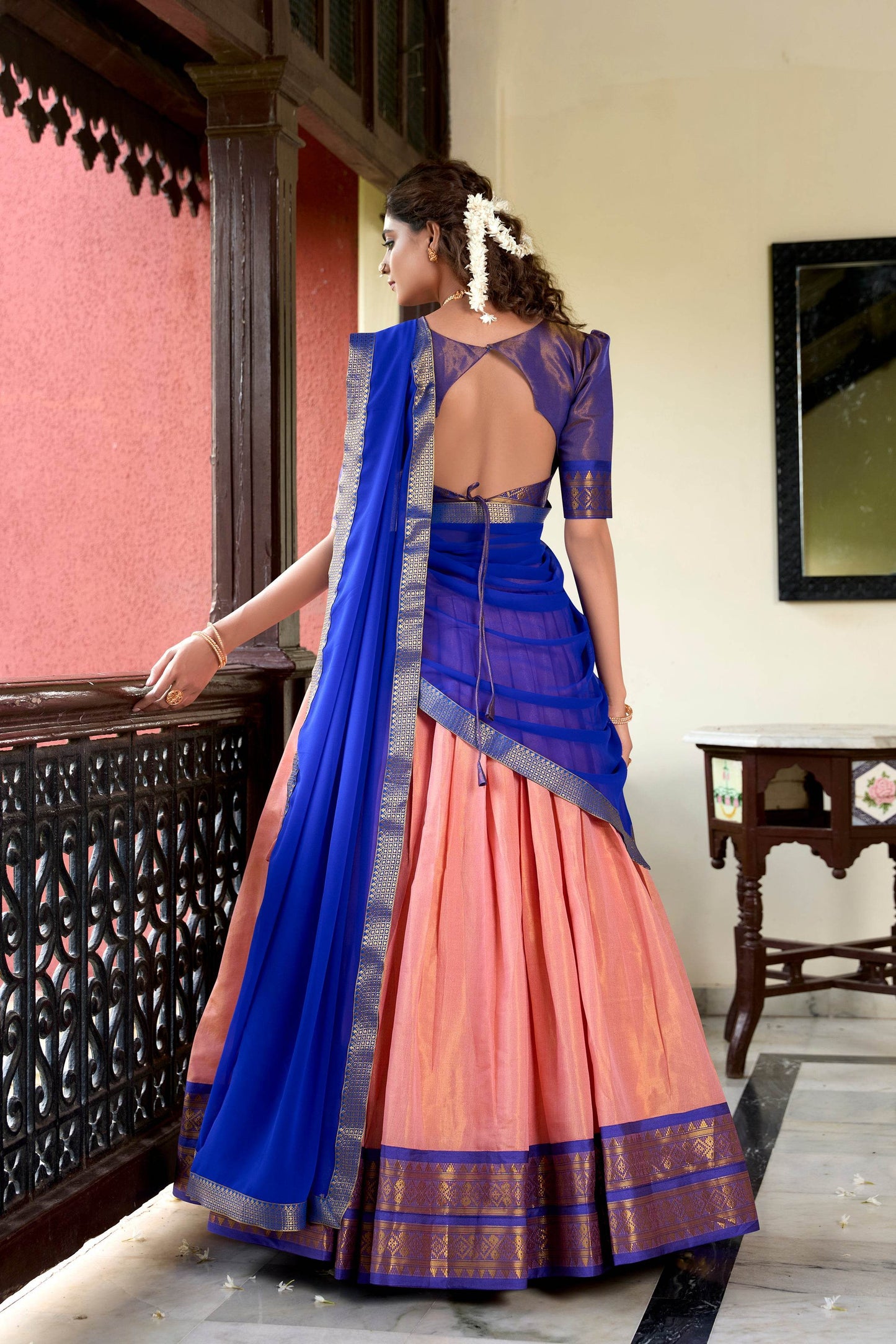 Regal Kanchipuram Lehenga Choli Set with Zari Weaving – Wedding & Traditional Wear - SEEANS