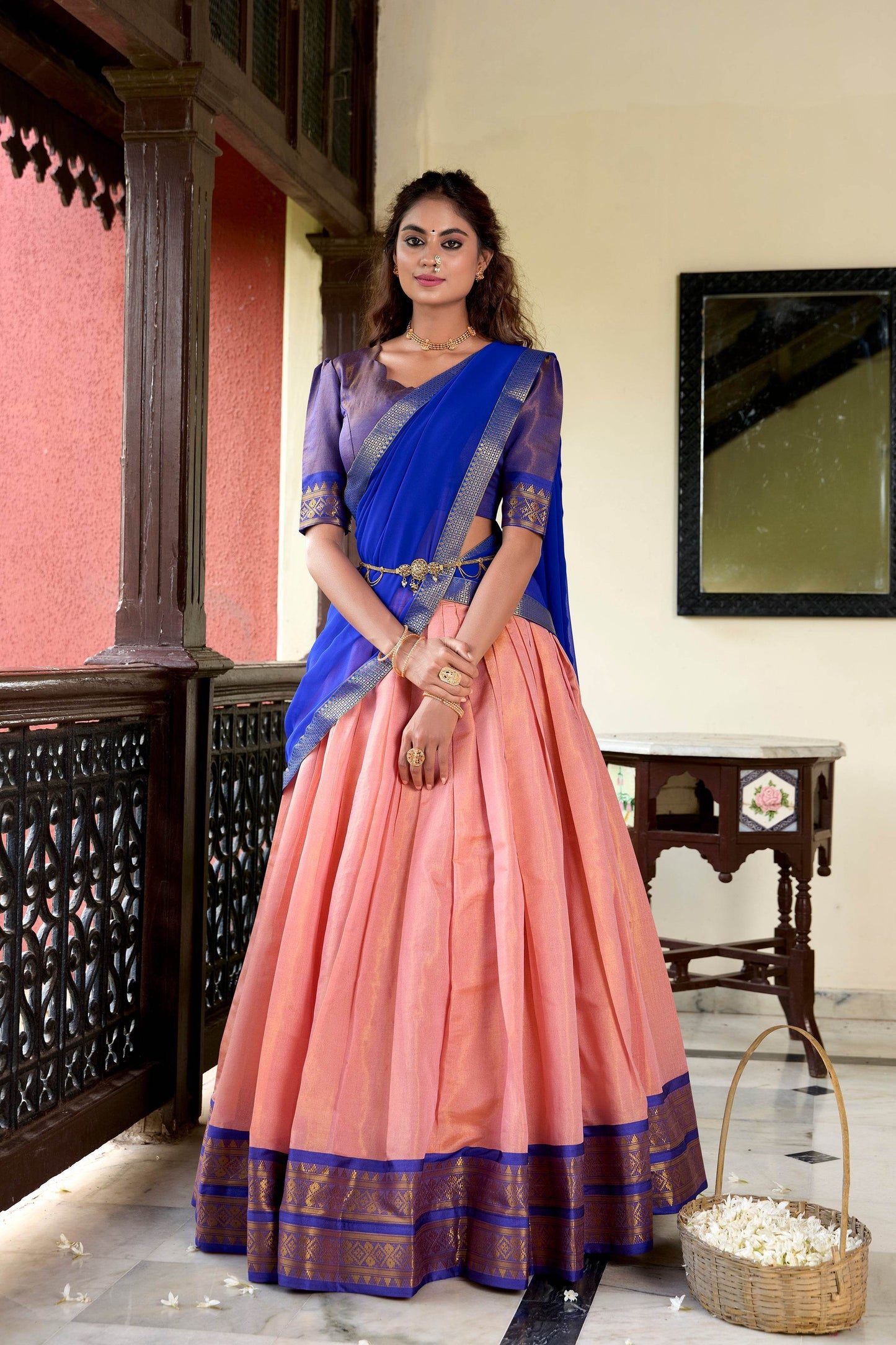 Regal Kanchipuram Lehenga Choli Set with Zari Weaving – Wedding & Traditional Wear - SEEANS
