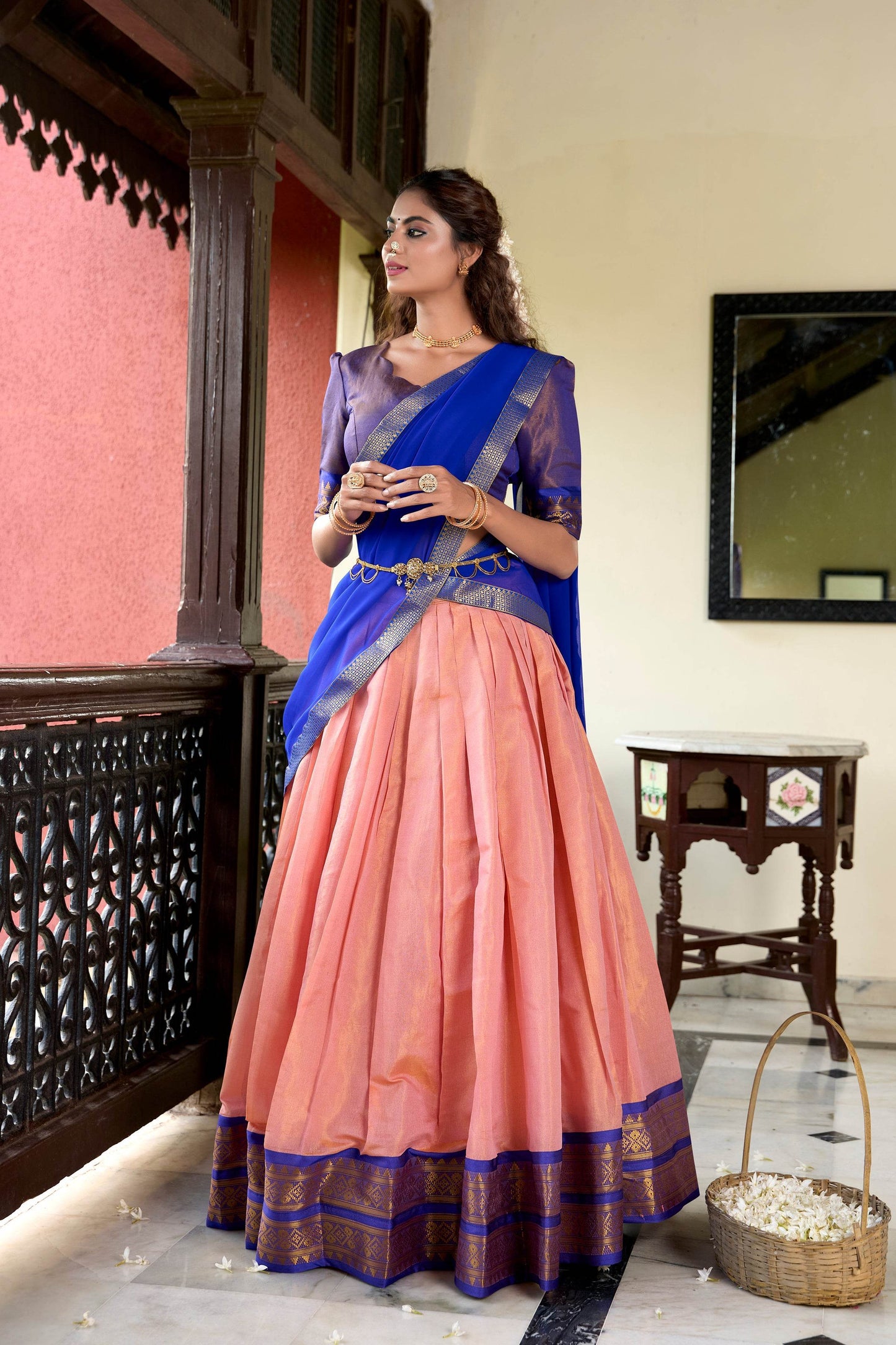 Regal Kanchipuram Lehenga Choli Set with Zari Weaving – Wedding & Traditional Wear - SEEANS