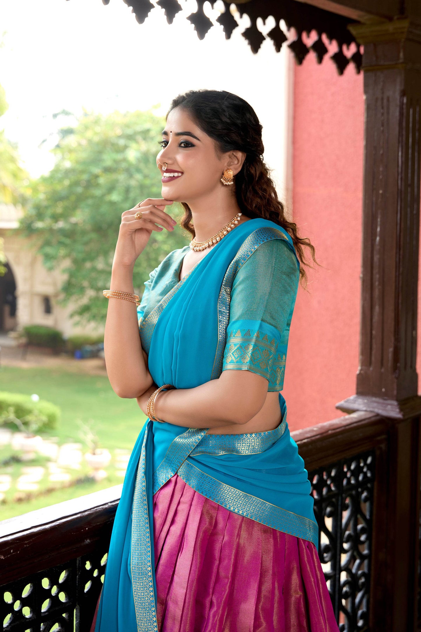 Regal Kanchipuram Lehenga Choli Set with Zari Weaving – Wedding & Traditional Wear - SEEANS