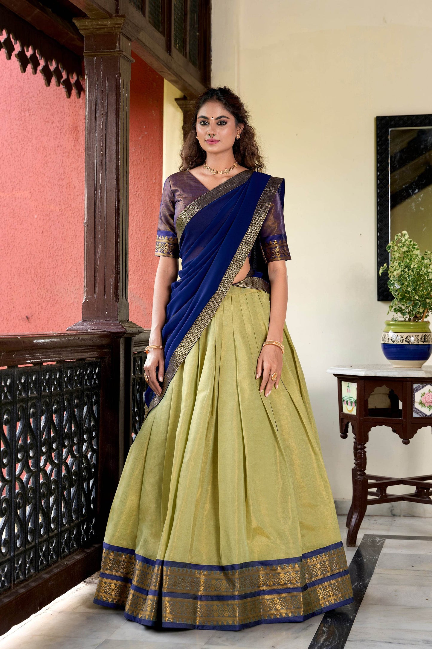 Regal Kanchipuram Lehenga Choli Set with Zari Weaving – Wedding & Traditional Wear - SEEANS
