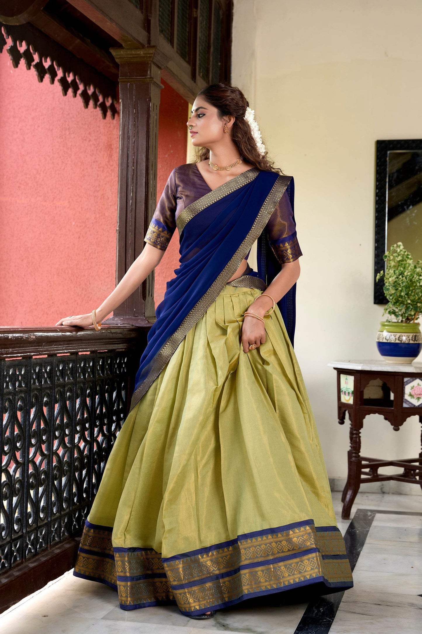 Regal Kanchipuram Lehenga Choli Set with Zari Weaving – Wedding & Traditional Wear - SEEANS