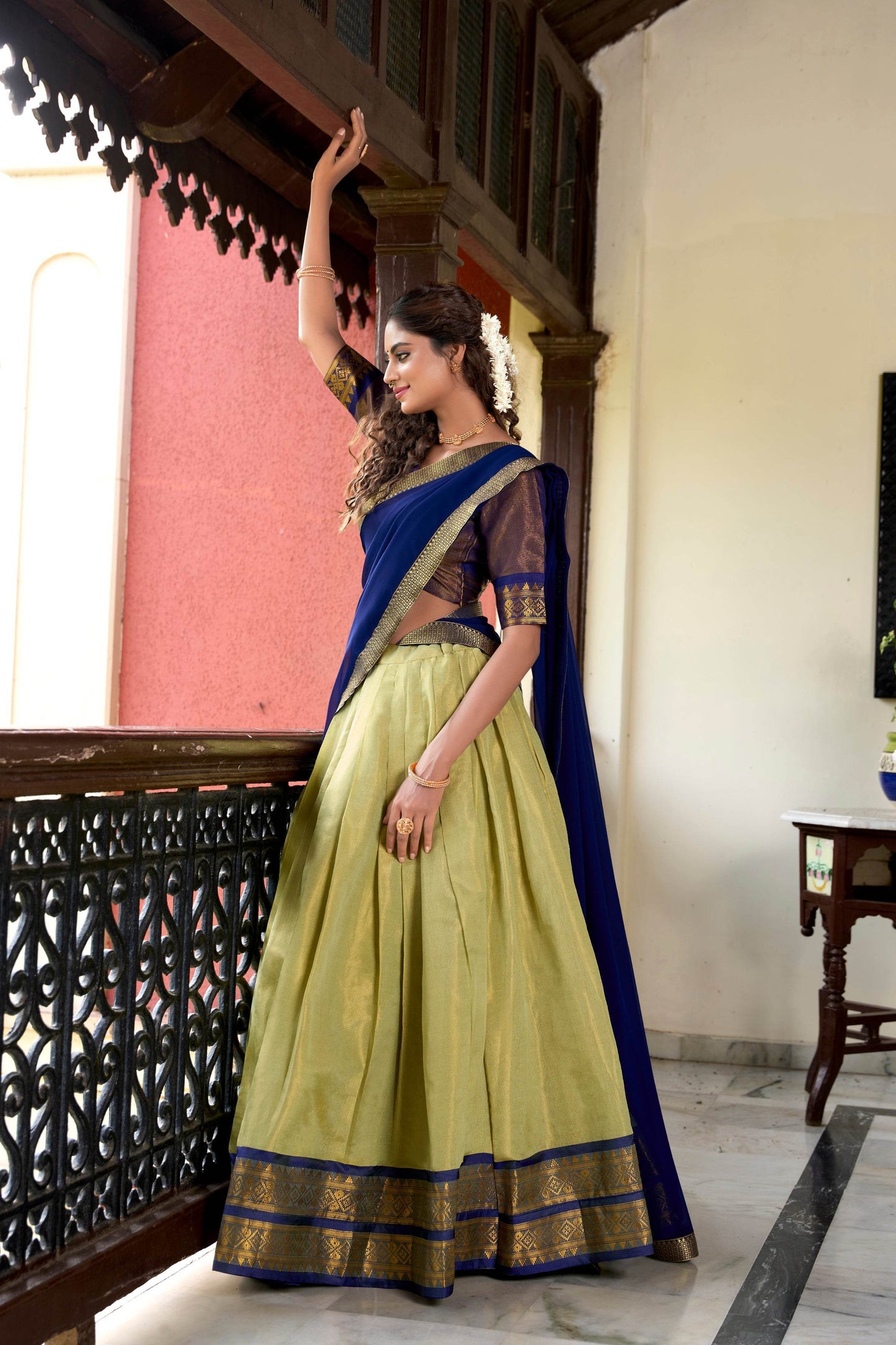 Regal Kanchipuram Lehenga Choli Set with Zari Weaving – Wedding & Traditional Wear - SEEANS