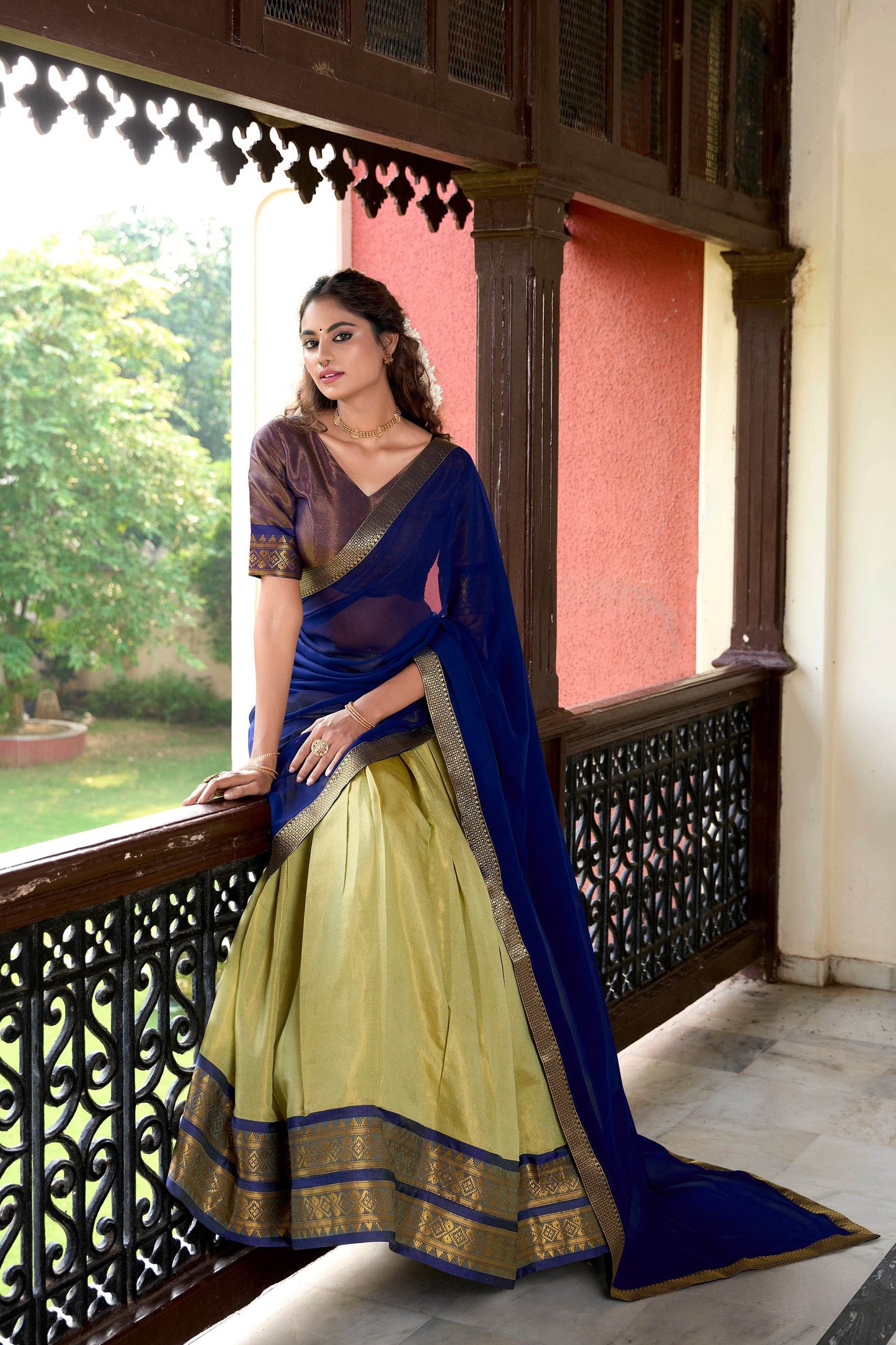 Regal Kanchipuram Lehenga Choli Set with Zari Weaving – Wedding & Traditional Wear - SEEANS