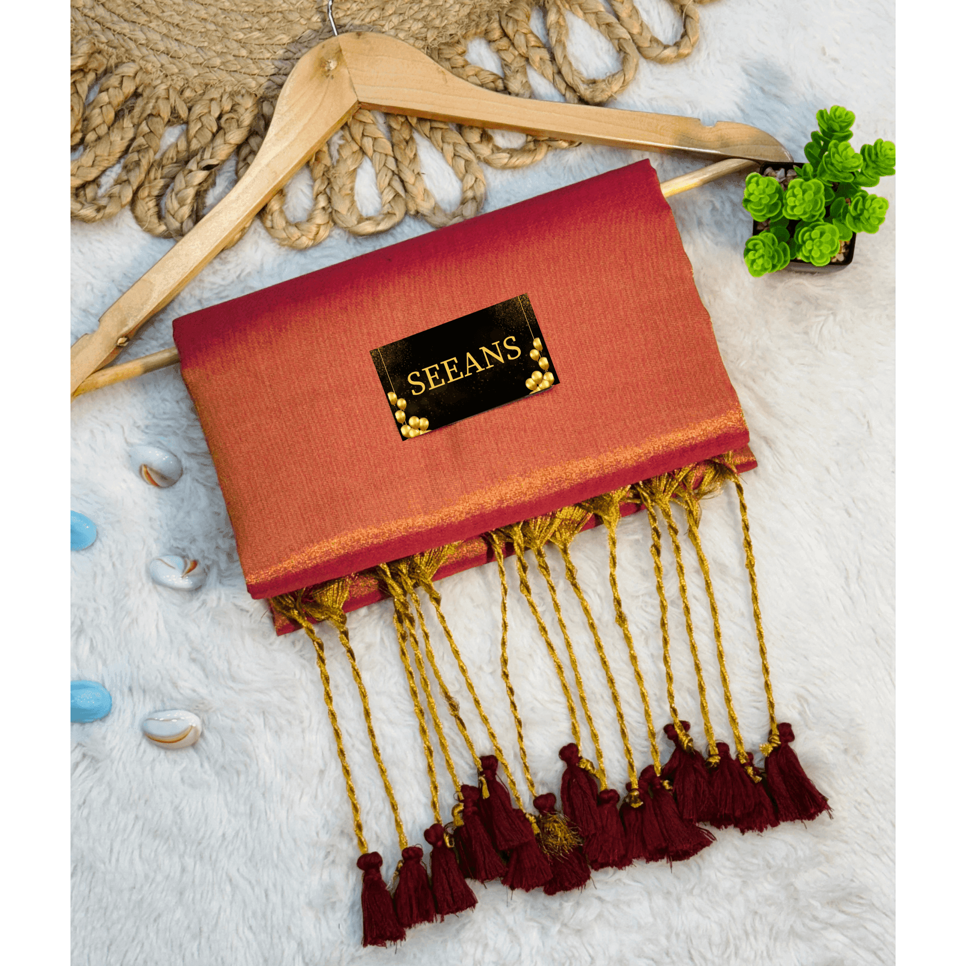Single Color Tissue Silk Saree with Traditional Patterns | Lightweight & Festive - SEEANS
