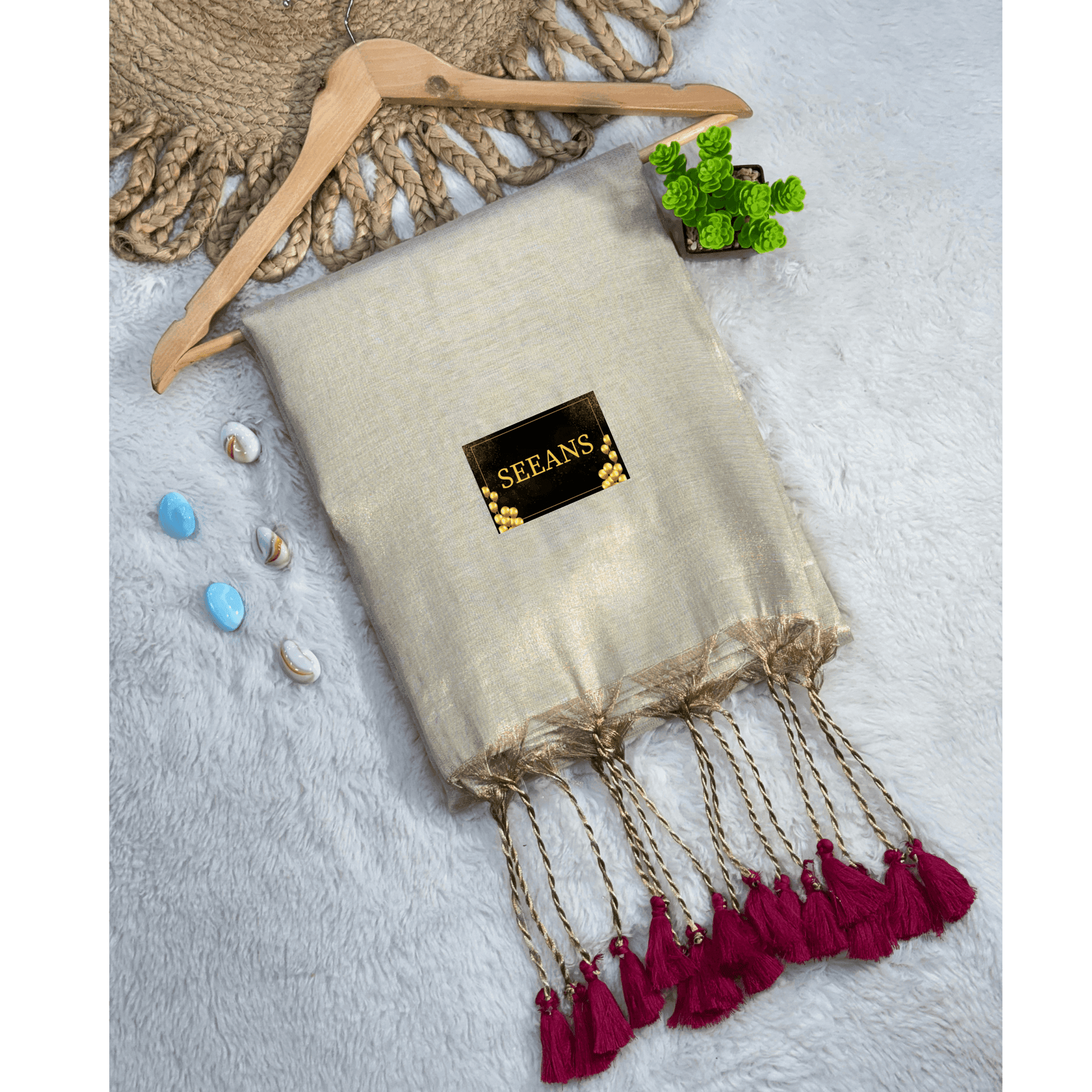Single Color Tissue Silk Saree with Traditional Patterns | Lightweight & Festive - SEEANS