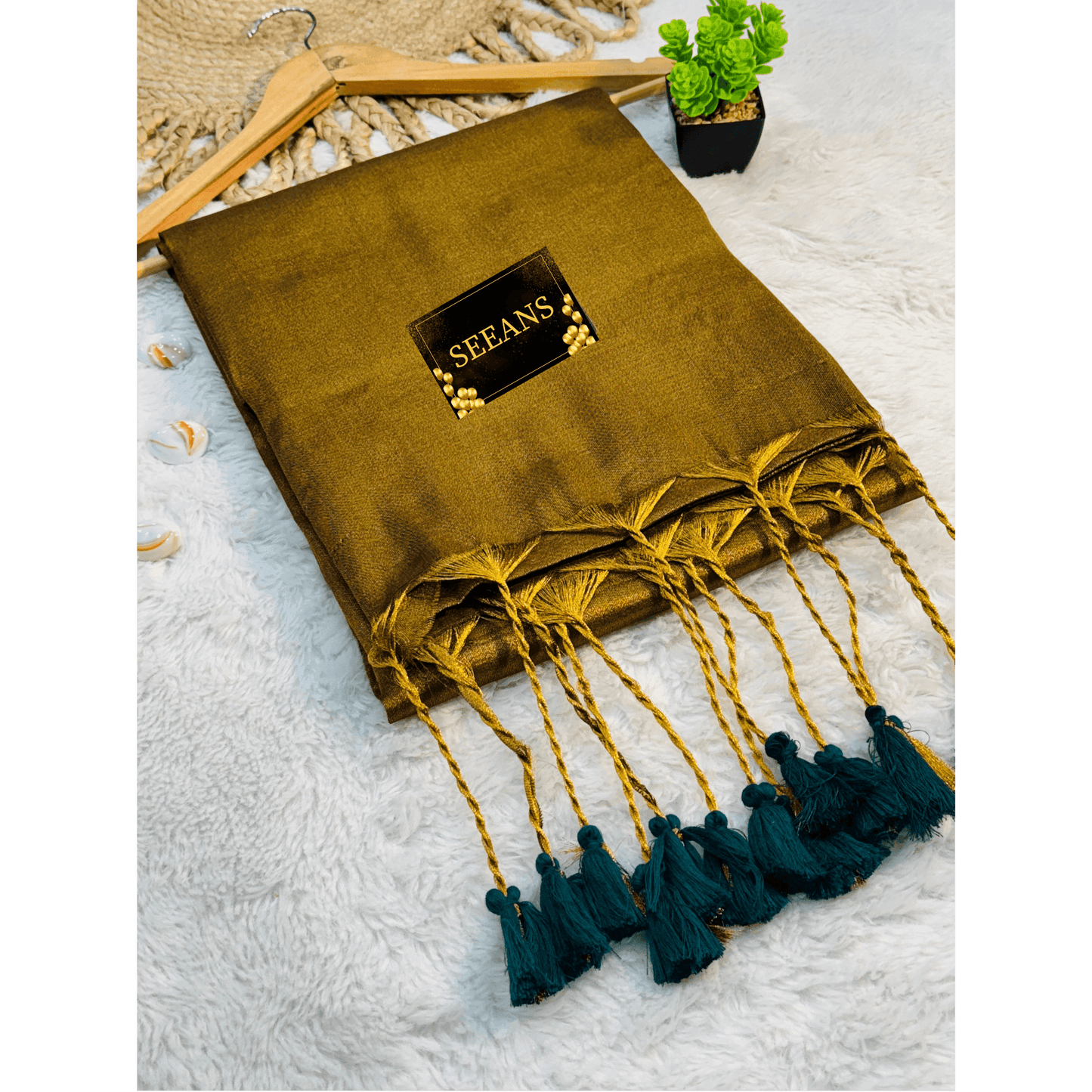 Single Color Tissue Silk Saree with Traditional Patterns | Lightweight & Festive - SEEANS