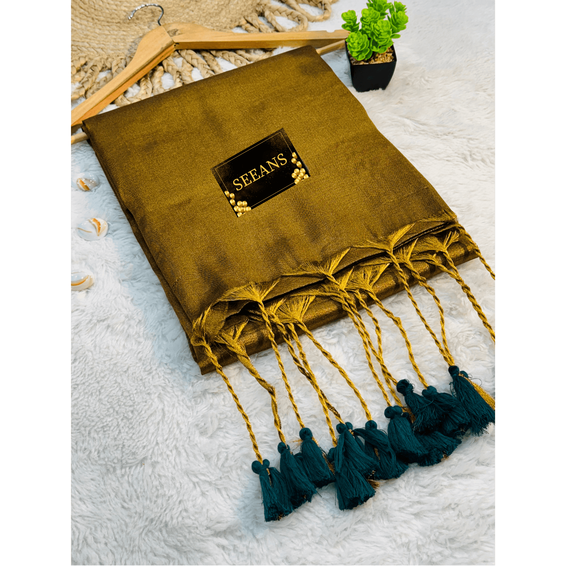 Single Color Tissue Silk Saree with Traditional Patterns | Lightweight & Festive - SEEANS