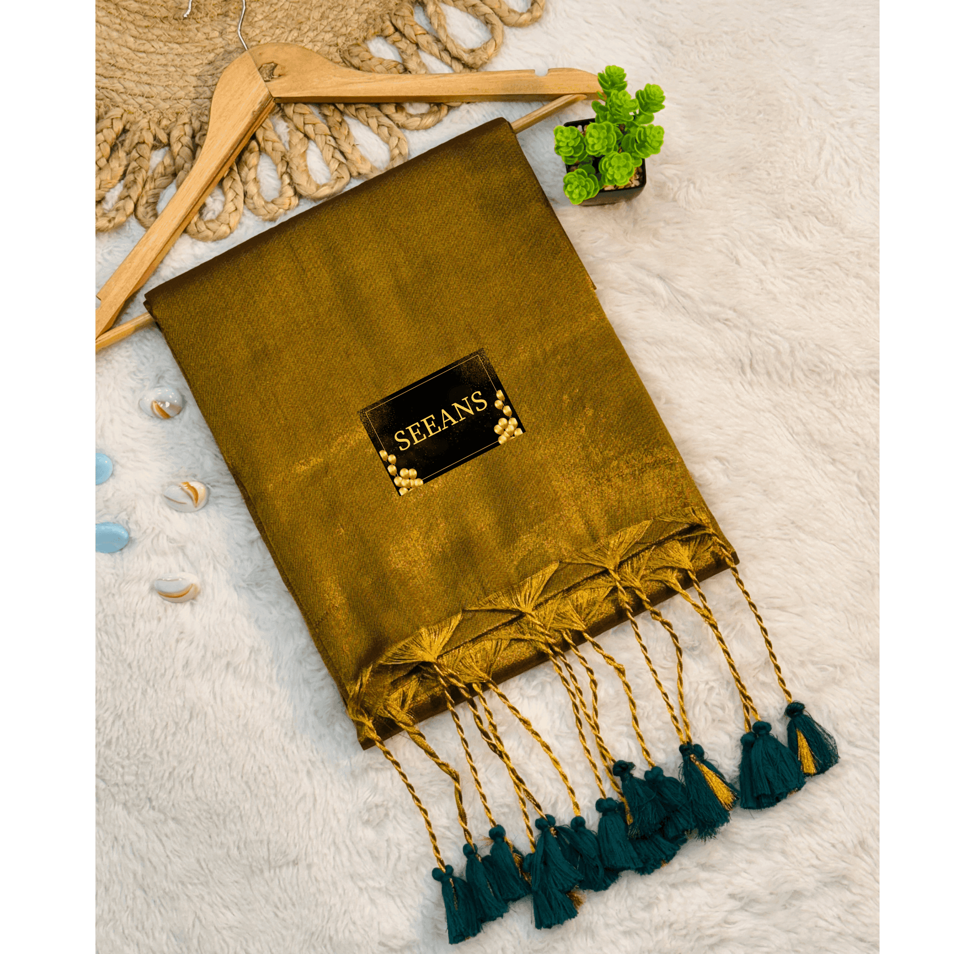 Single Color Tissue Silk Saree with Traditional Patterns | Lightweight & Festive - SEEANS