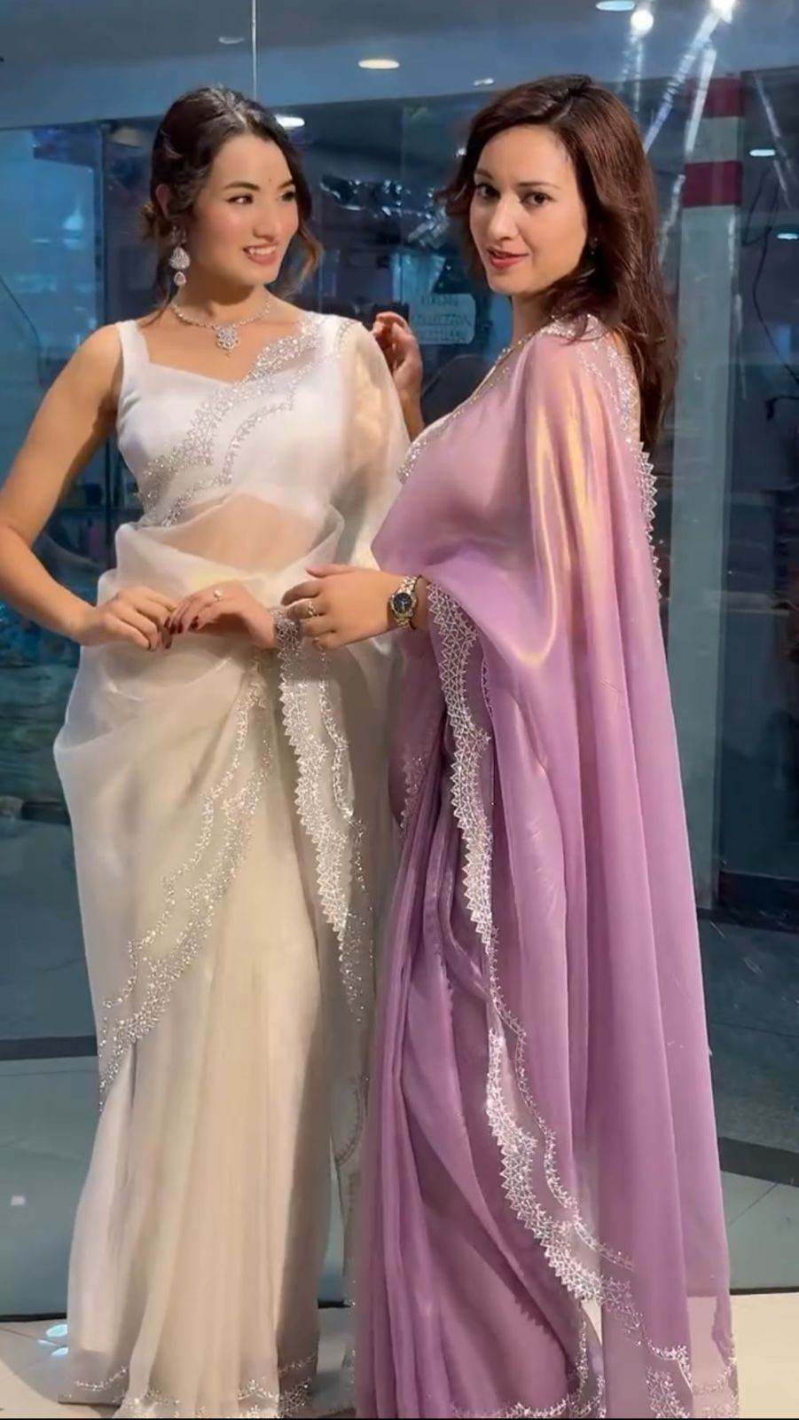 Super Hit Diamond Panel Saree | Rich Tissue Tweel Net Saree with Diamond Cutwork Panel | Special Occasion Wear with Diamond Work Unstitched Blouse - SEEANS