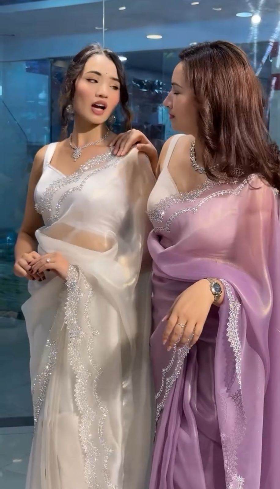Super Hit Diamond Panel Saree | Rich Tissue Tweel Net Saree with Diamond Cutwork Panel | Special Occasion Wear with Diamond Work Unstitched Blouse - SEEANS
