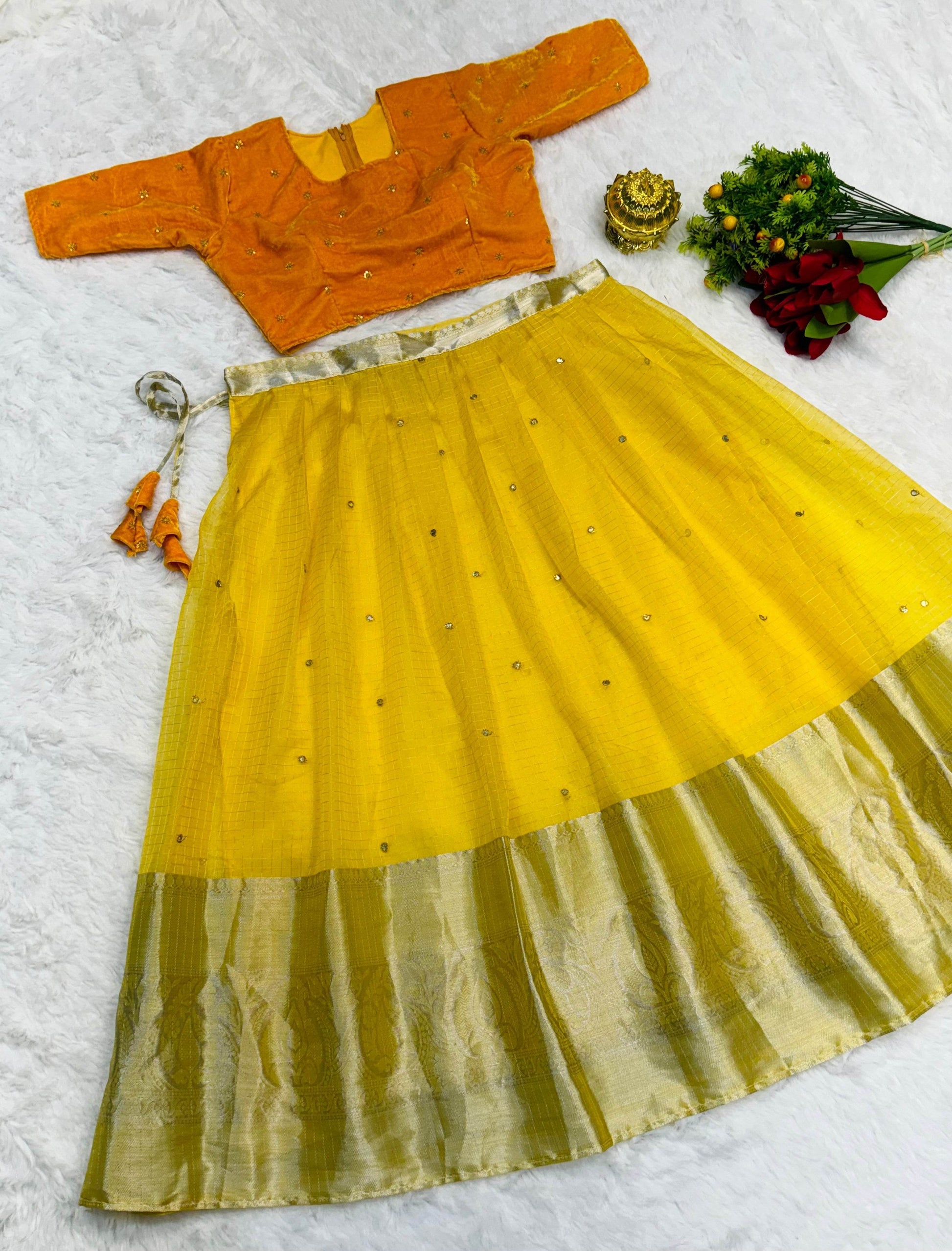 Yellow Velvet Designer Lehenga Choli – Perfect for All Occasions - SEEANS