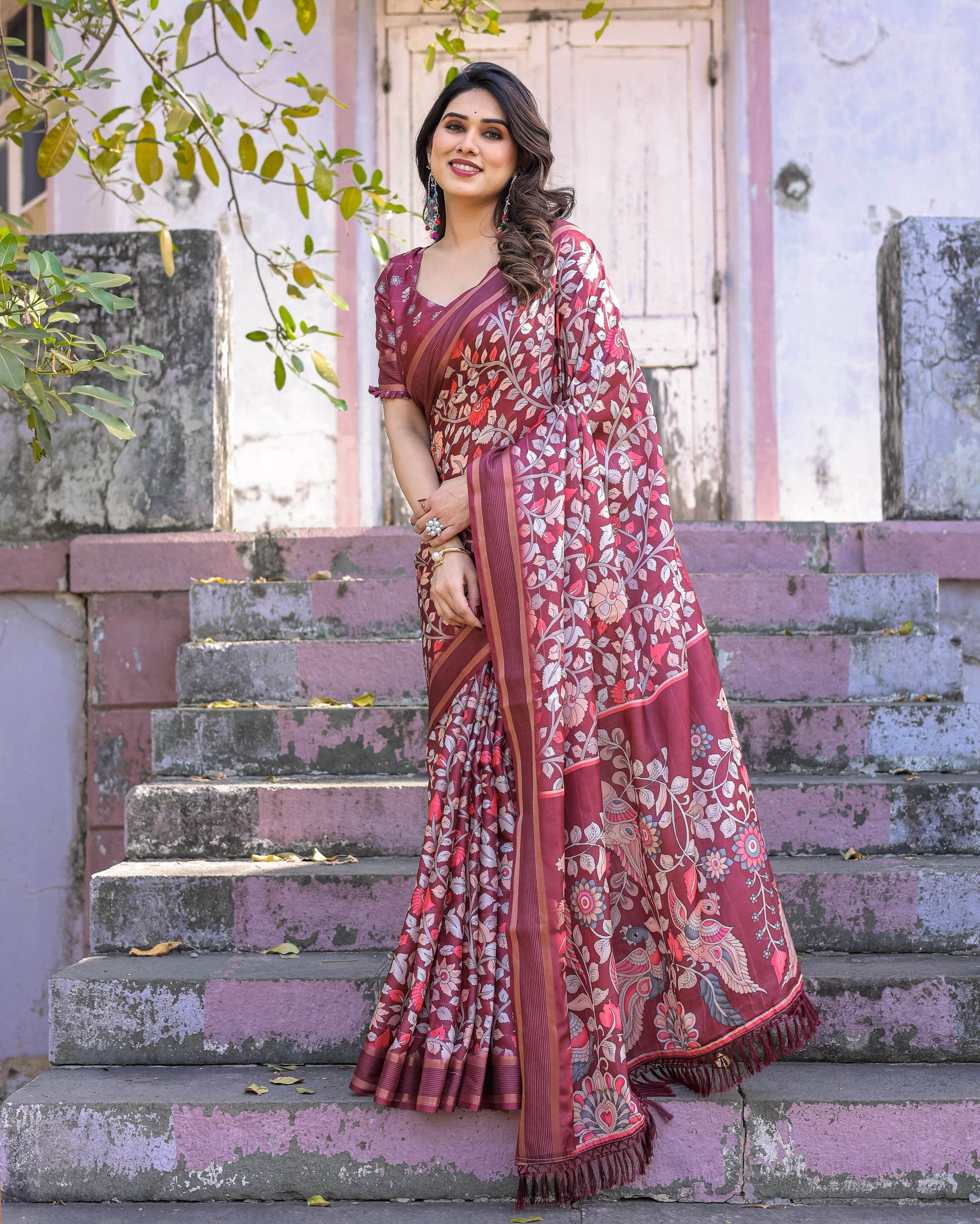 Multicolour Linen Saree with Traditional Patterns | Lightweight and Elegant - SEEANS