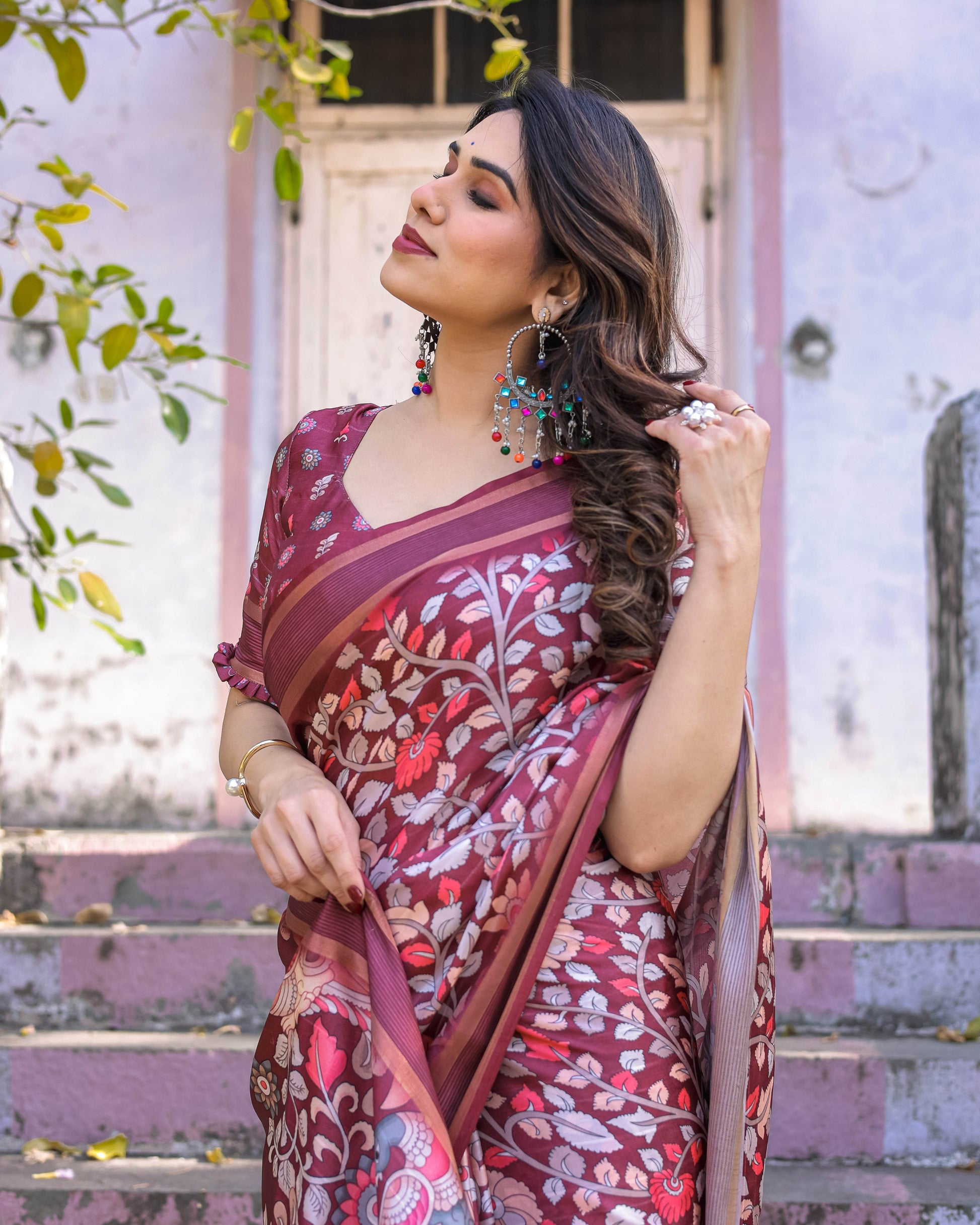Multicolour Linen Saree with Traditional Patterns | Lightweight and Elegant - SEEANS