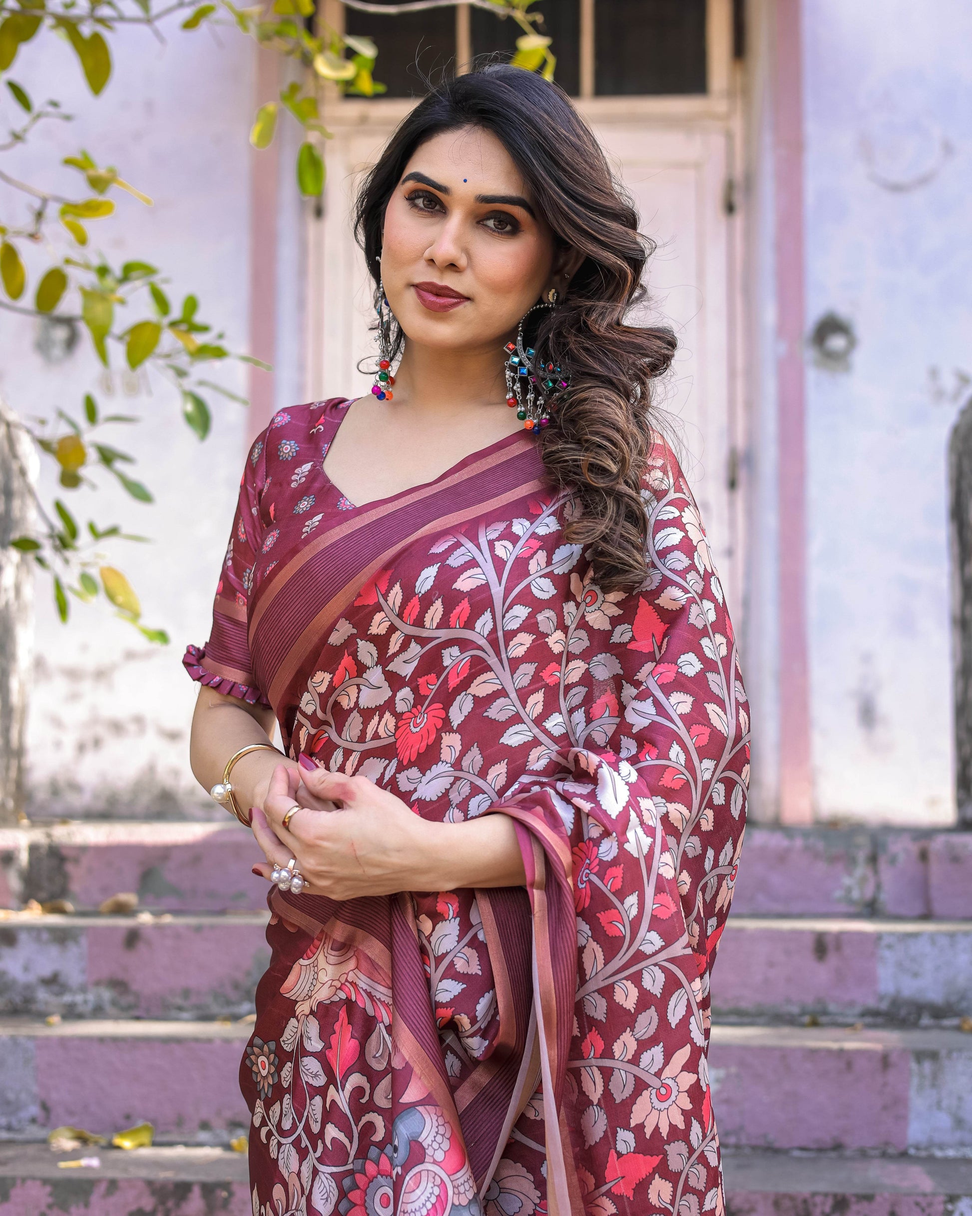 Multicolour Linen Saree with Traditional Patterns | Lightweight and Elegant - SEEANS