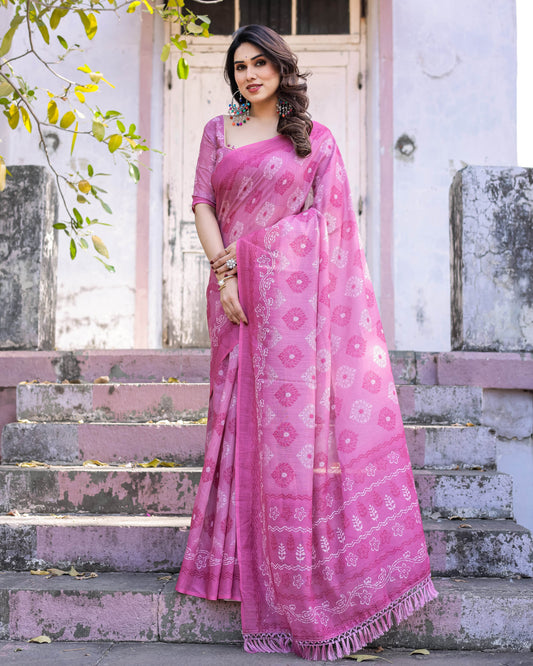 Multicolour Linen Saree with Traditional Patterns | Lightweight and Elegant - SEEANS