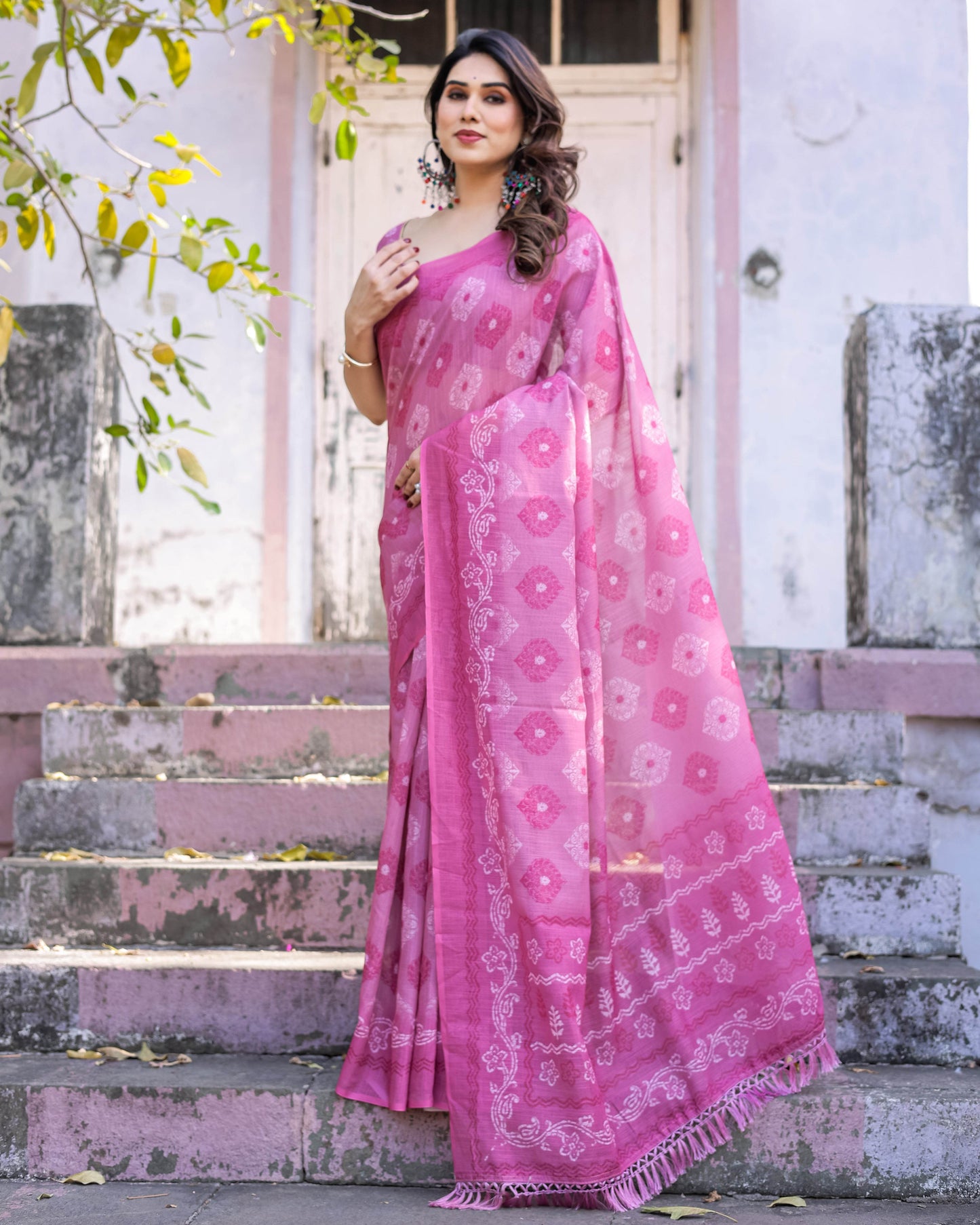 Multicolour Linen Saree with Traditional Patterns | Lightweight and Elegant - SEEANS