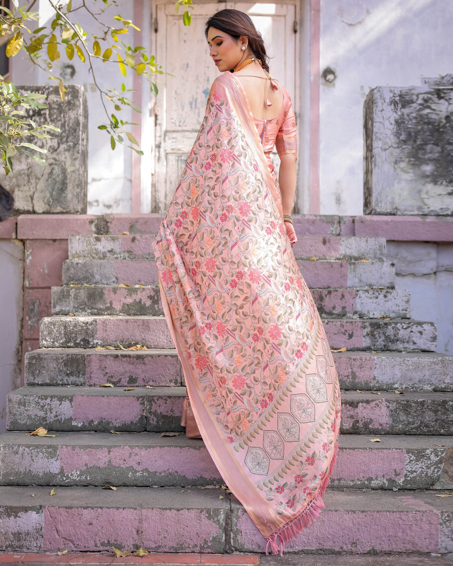 Multicolour Linen Saree with Traditional Patterns | Lightweight and Elegant - SEEANS