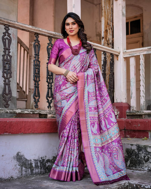 Multicolour Linen Saree with Traditional Patterns | Lightweight and Elegant - SEEANS