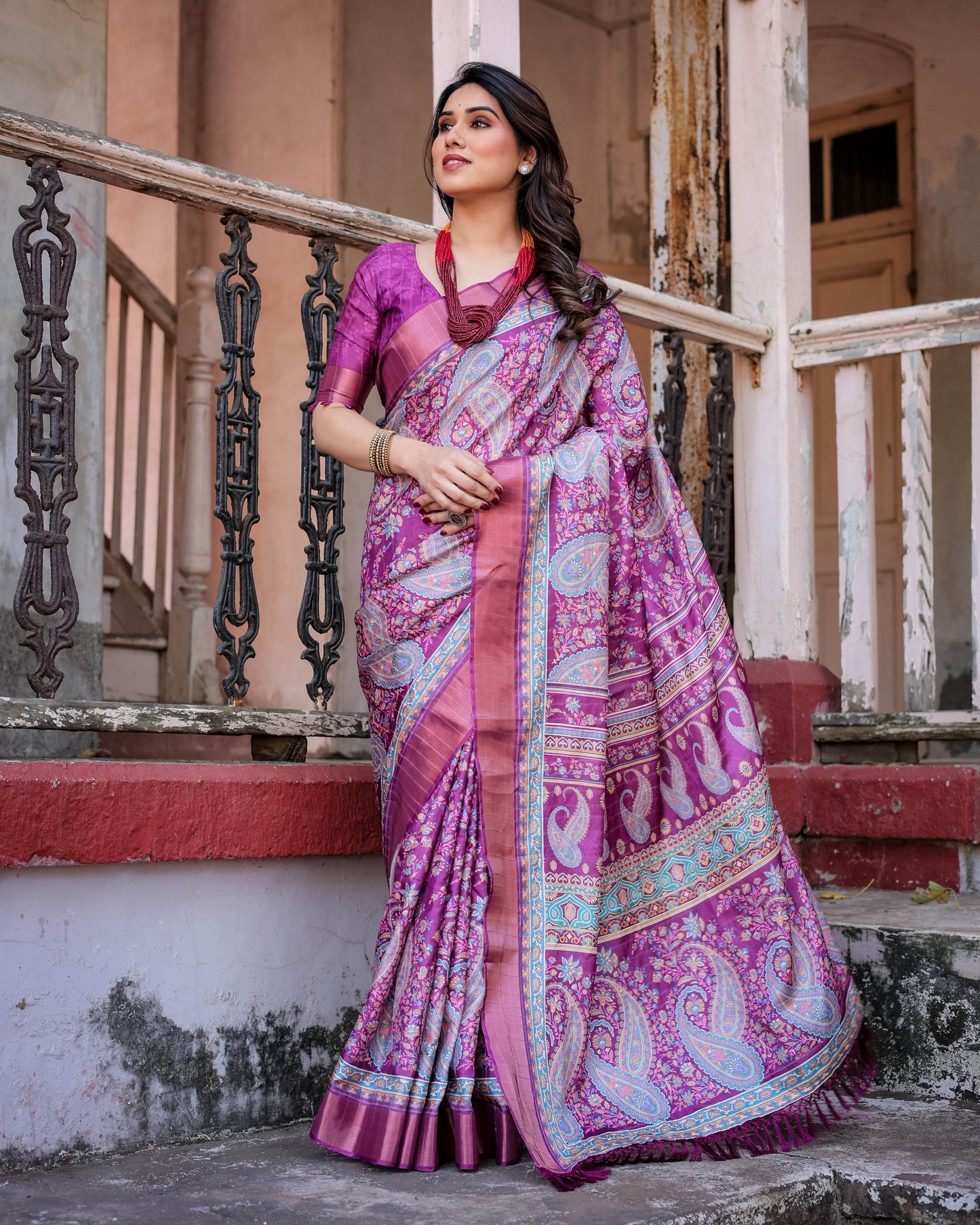 Multicolour Linen Saree with Traditional Patterns | Lightweight and Elegant - SEEANS
