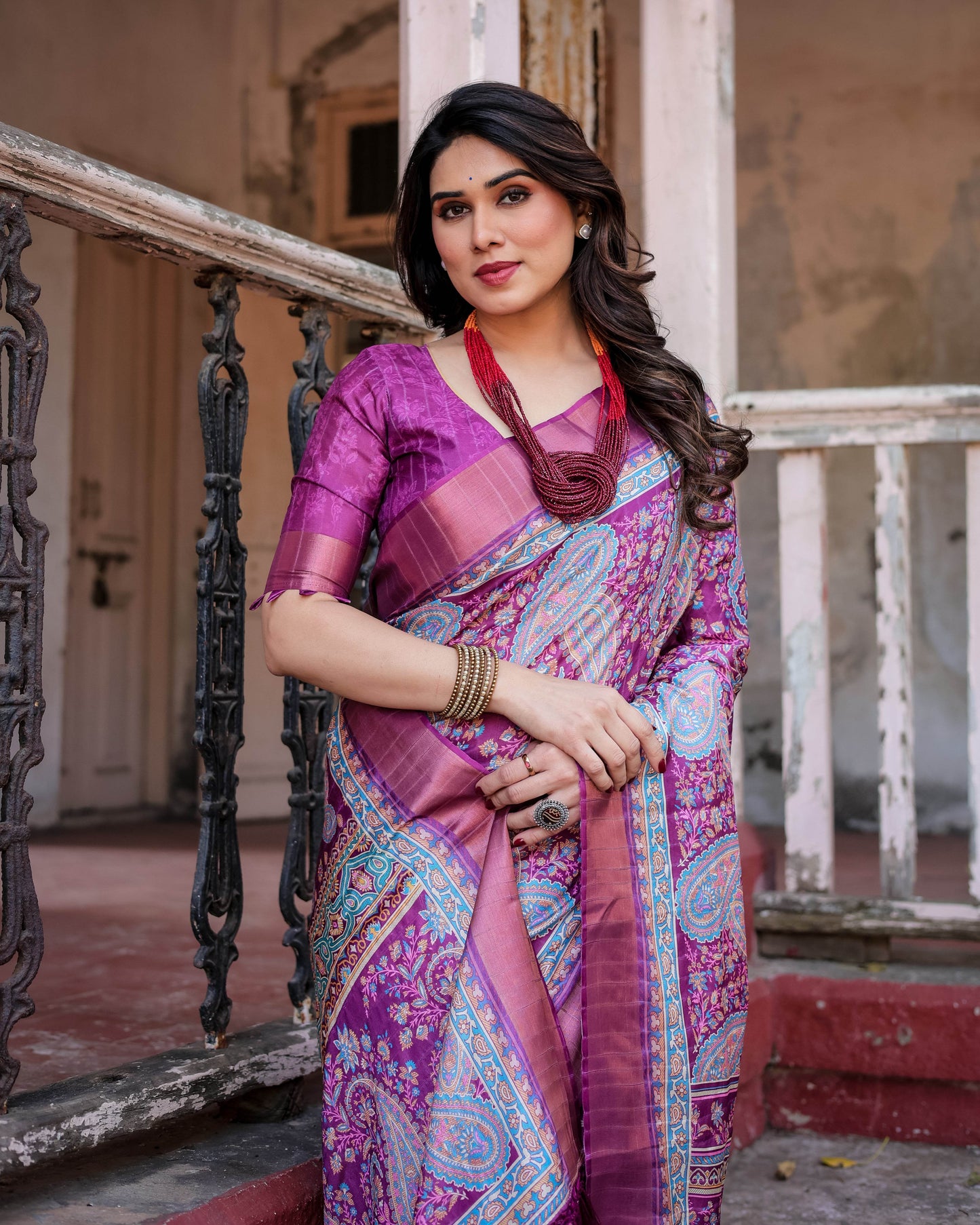 Multicolour Linen Saree with Traditional Patterns | Lightweight and Elegant - SEEANS