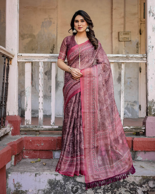Multicolour Linen Saree with Traditional Patterns | Lightweight and Elegant - SEEANS