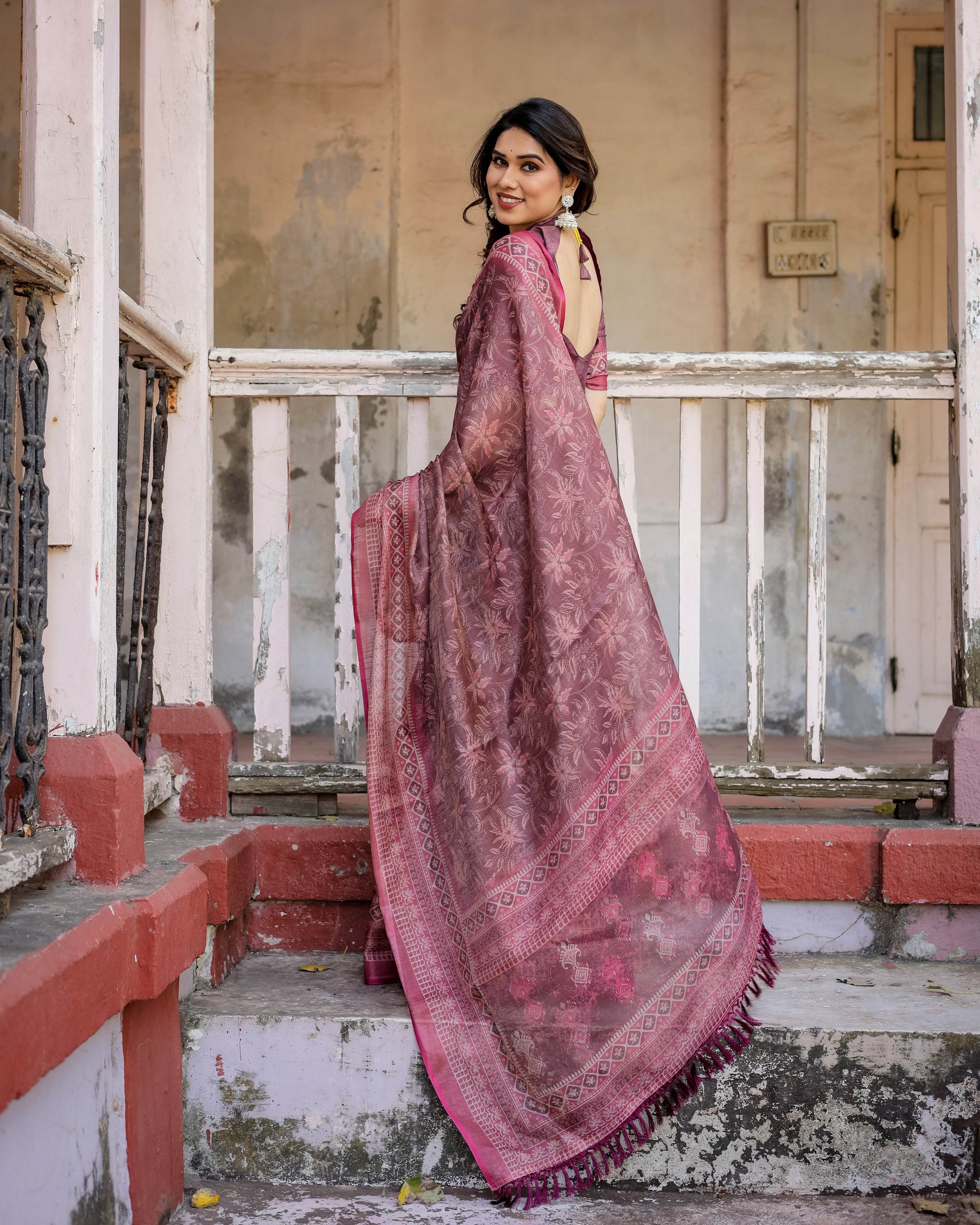 Multicolour Linen Saree with Traditional Patterns | Lightweight and Elegant - SEEANS