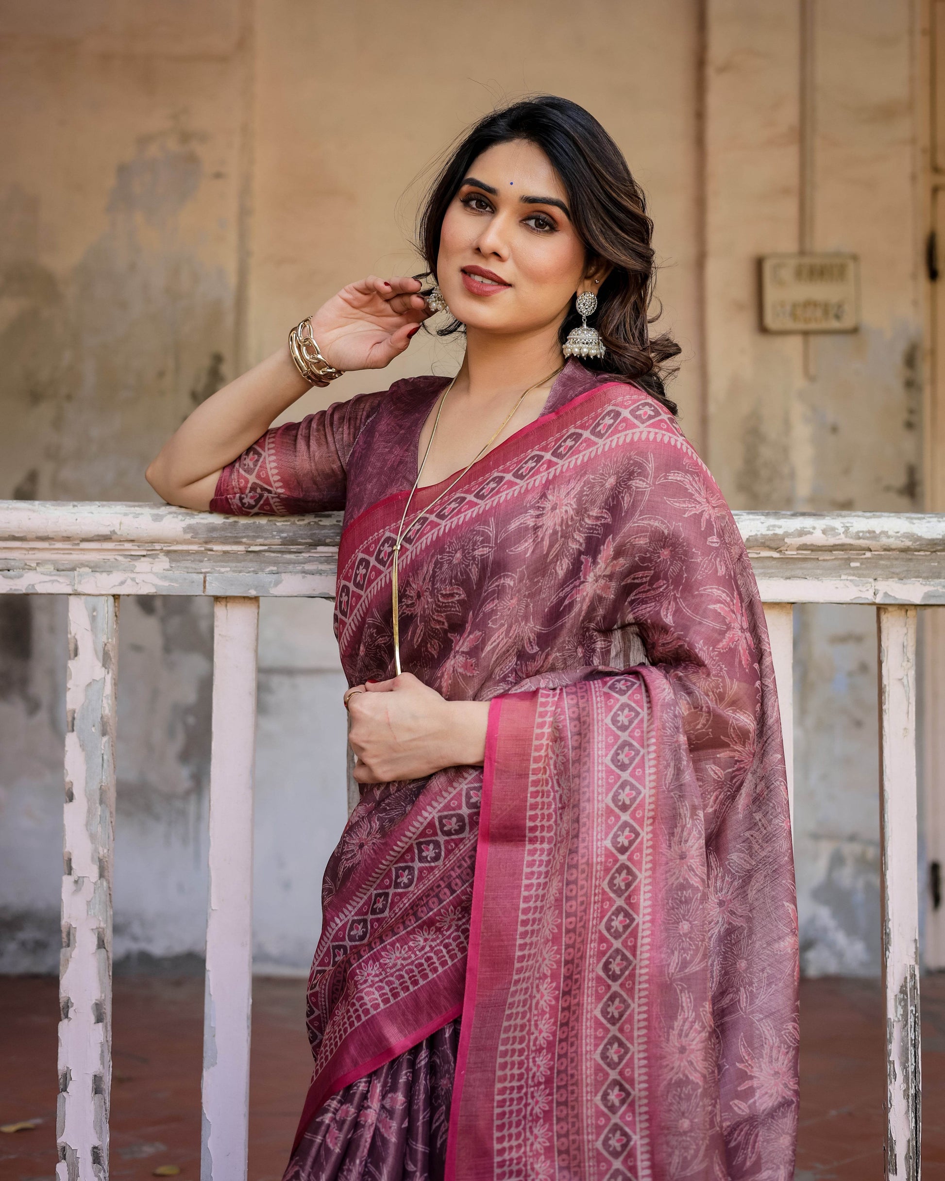Multicolour Linen Saree with Traditional Patterns | Lightweight and Elegant - SEEANS