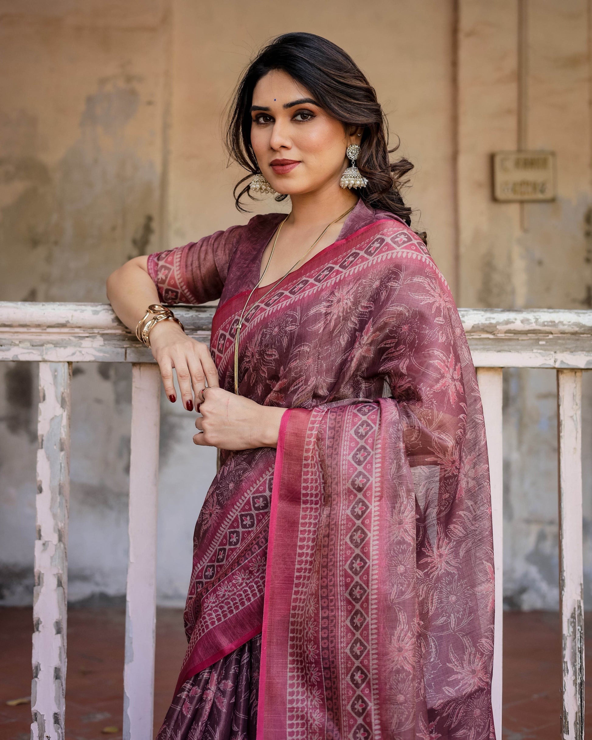 Multicolour Linen Saree with Traditional Patterns | Lightweight and Elegant - SEEANS