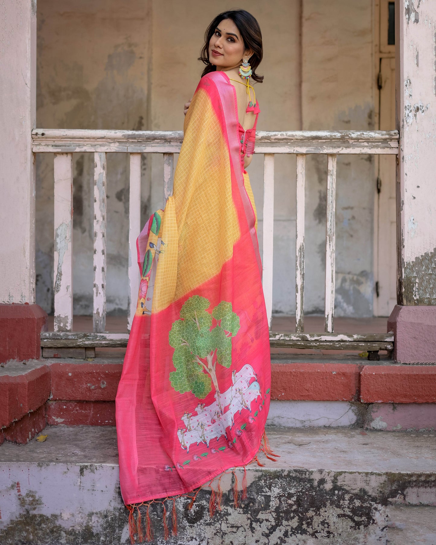 Multicolor Cotton Linen Saree with Timeless Elegance | Perfect for Every Occasion - SEEANS