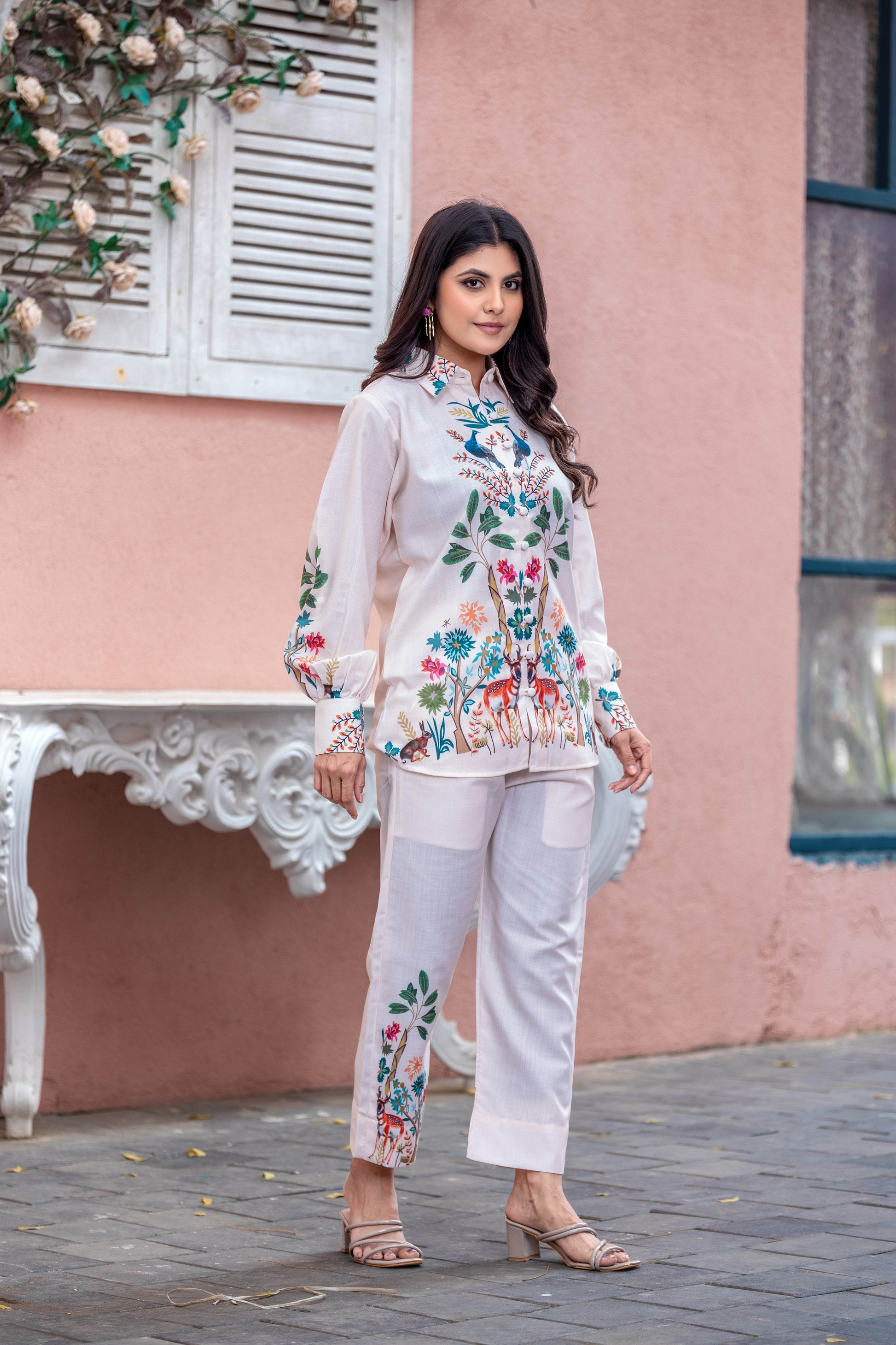 Designer Linen Blend Code Set for Women - Digital Print - SEEANS