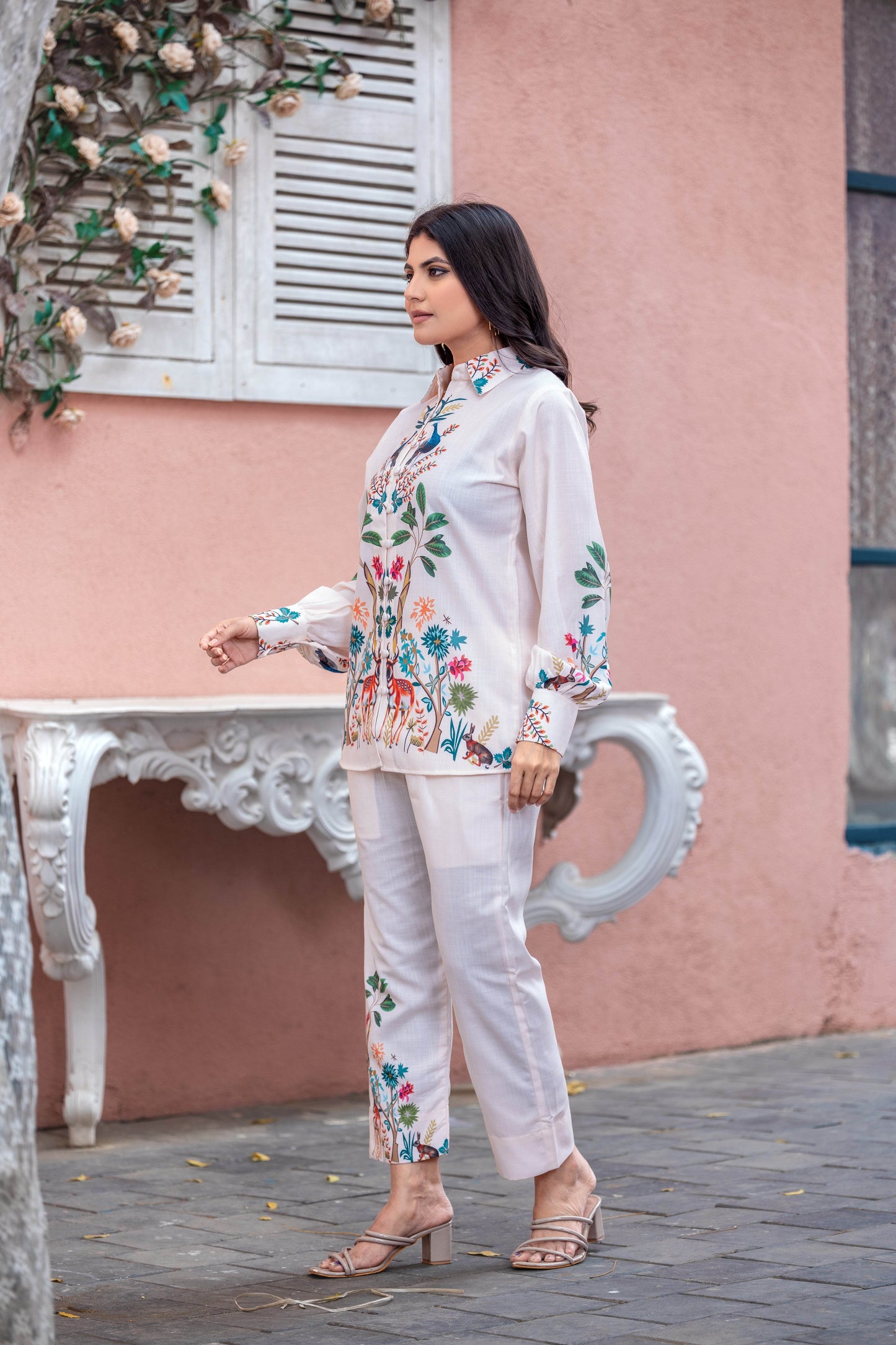 Designer Linen Blend Code Set for Women - Digital Print - SEEANS