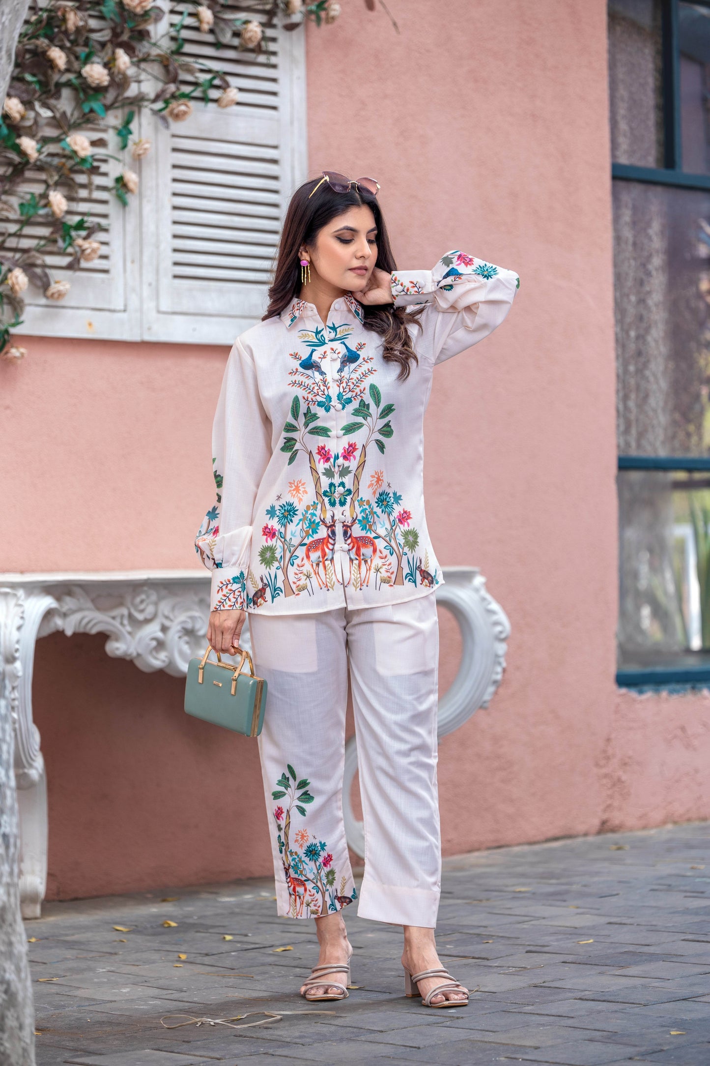 Designer Linen Blend Code Set for Women - Digital Print - SEEANS