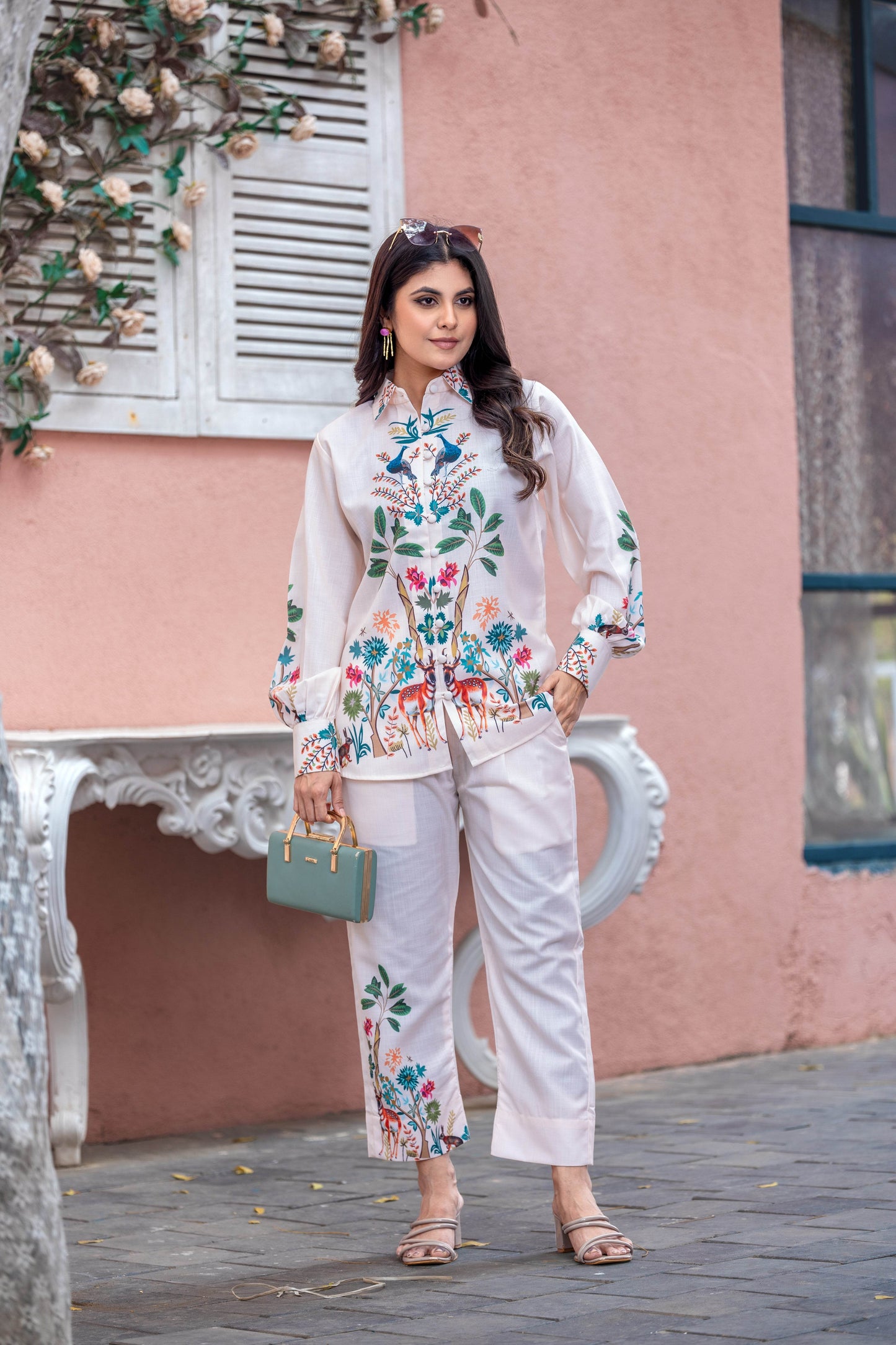 Designer Linen Blend Code Set for Women - Digital Print - SEEANS