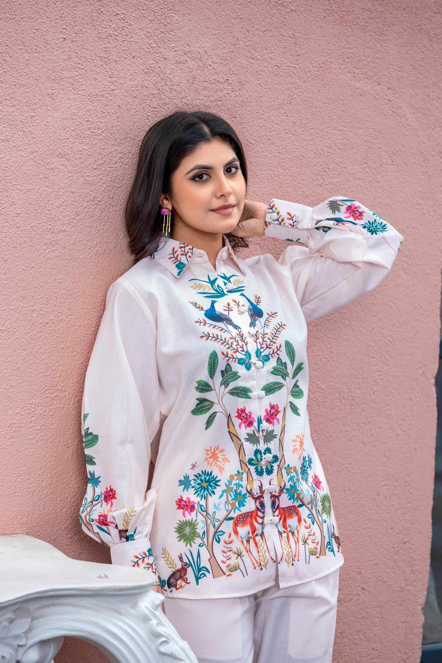 Designer Linen Blend Code Set for Women - Digital Print - SEEANS
