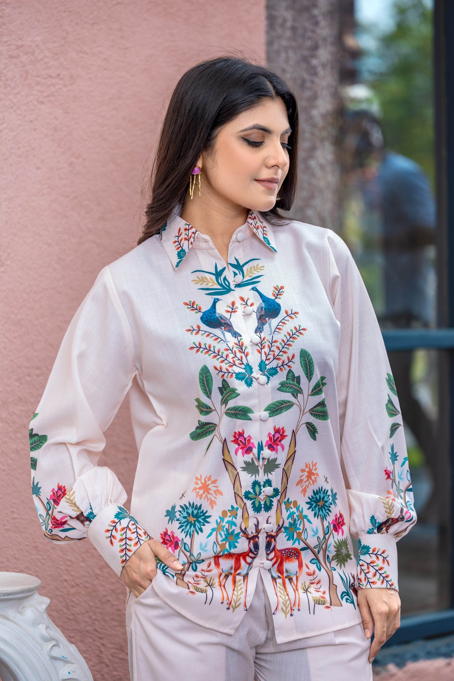 Designer Linen Blend Code Set for Women - Digital Print - SEEANS