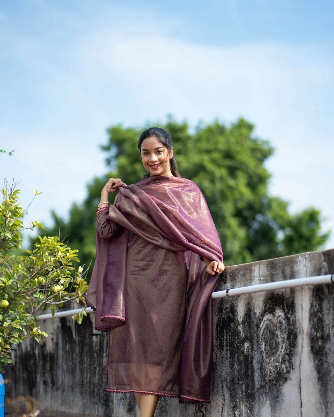 Women's Kurti and Dupatta Set - Space Silk Fabric | XS to XXL Sizes | 4 Colour Options - SEEANS