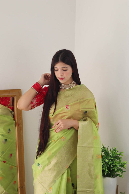 Pure Organza Minna Work Banarasi Saree | Vintage Royal Elegance - SEEANS