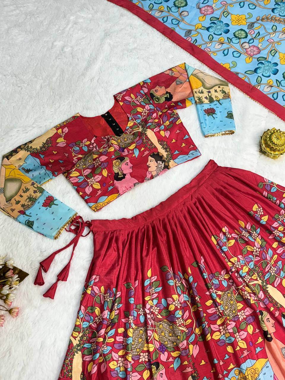 Kalamkari Lehenga Choli - Light Shades, Premium Fabric, Stunning Look - SEEANS