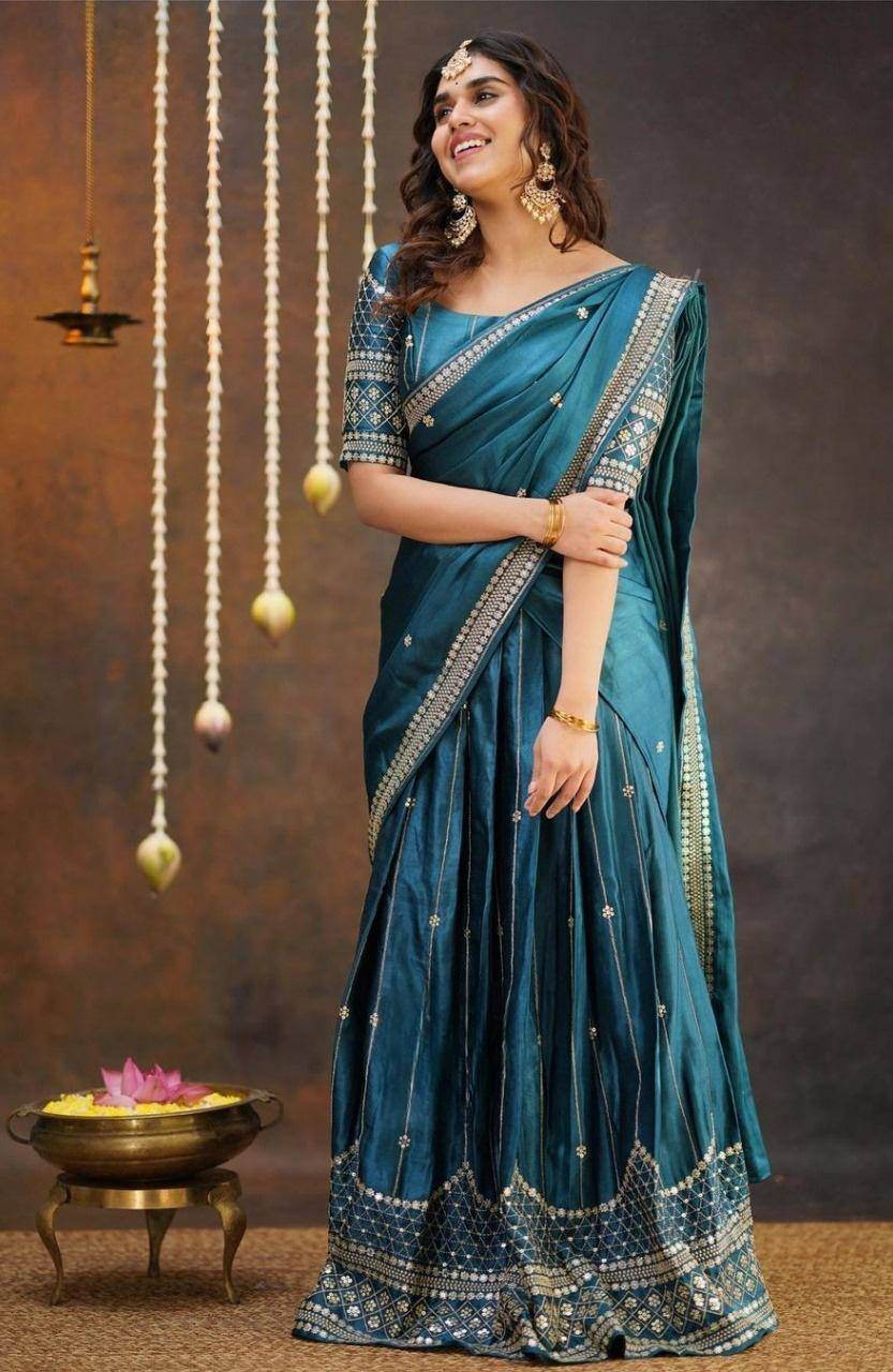 Designer Chinon Embroidery Lehenga Choli with Dupatta - SEEANS