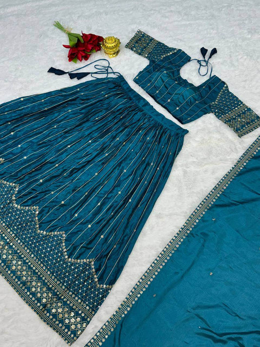 Designer Chinon Embroidery Lehenga Choli with Dupatta - SEEANS